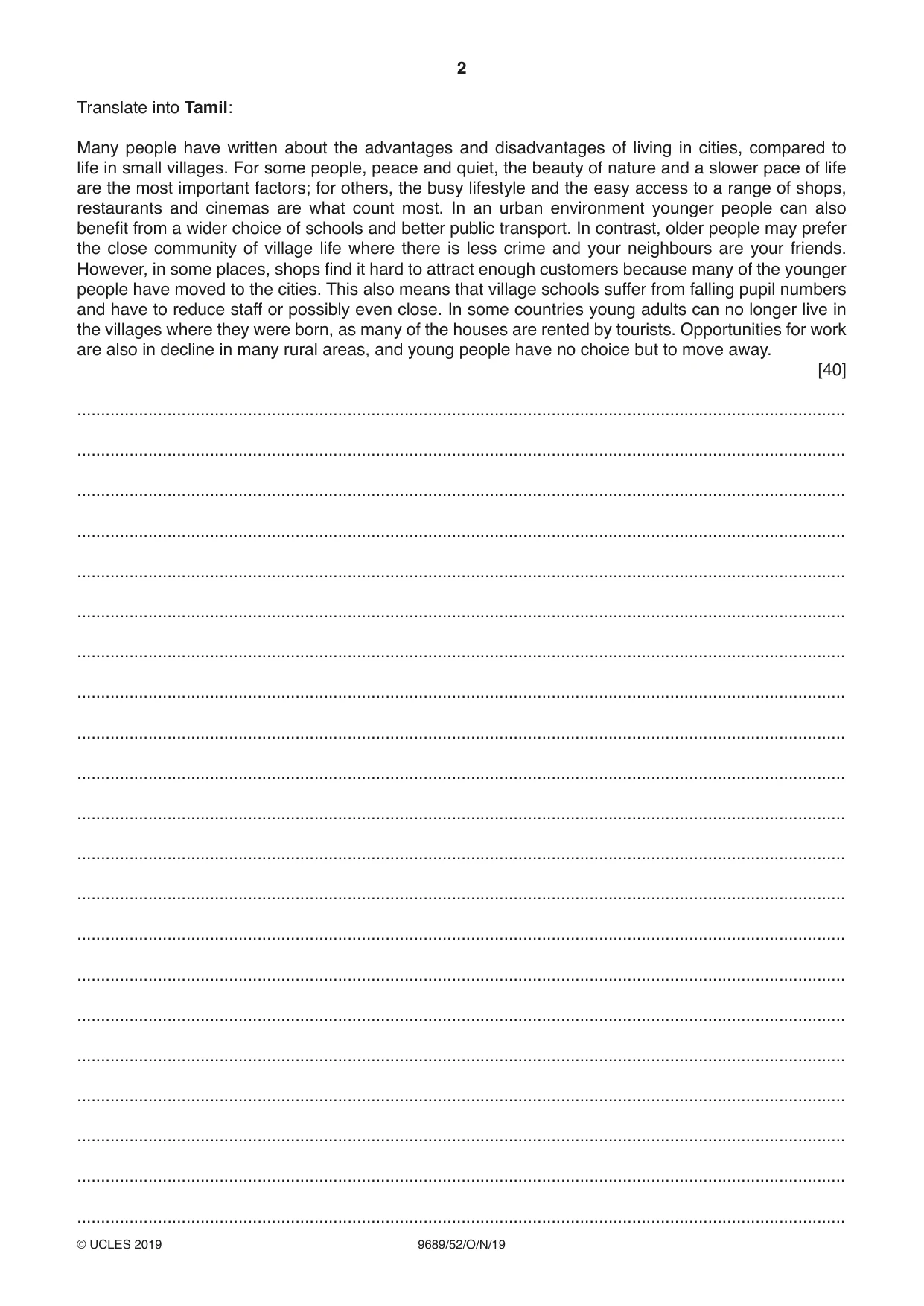 Cambridge A Level Tamil 9689 2019 Oct/Nov Paper 5 · Variant 2 question paper, page 2 of 4