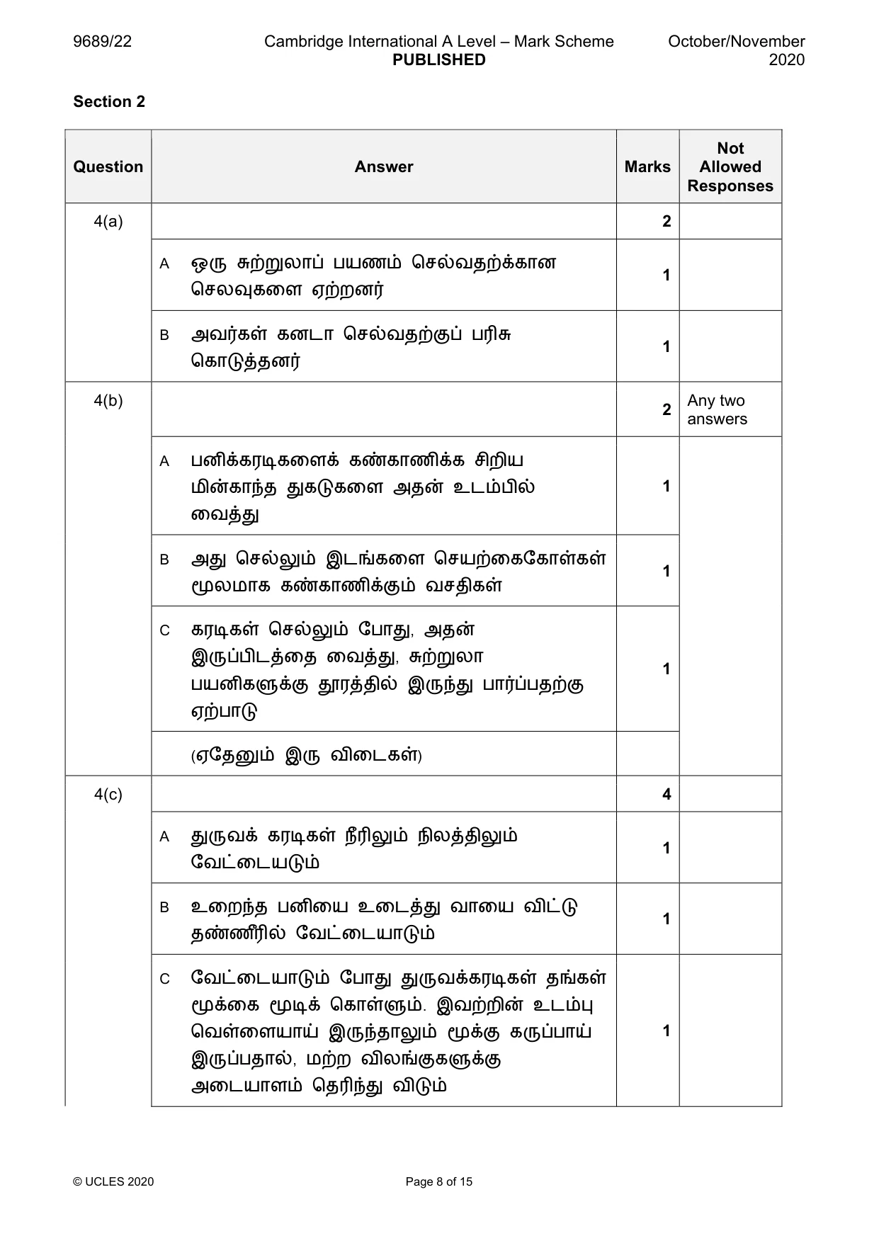 Mark scheme, page 8 of 15