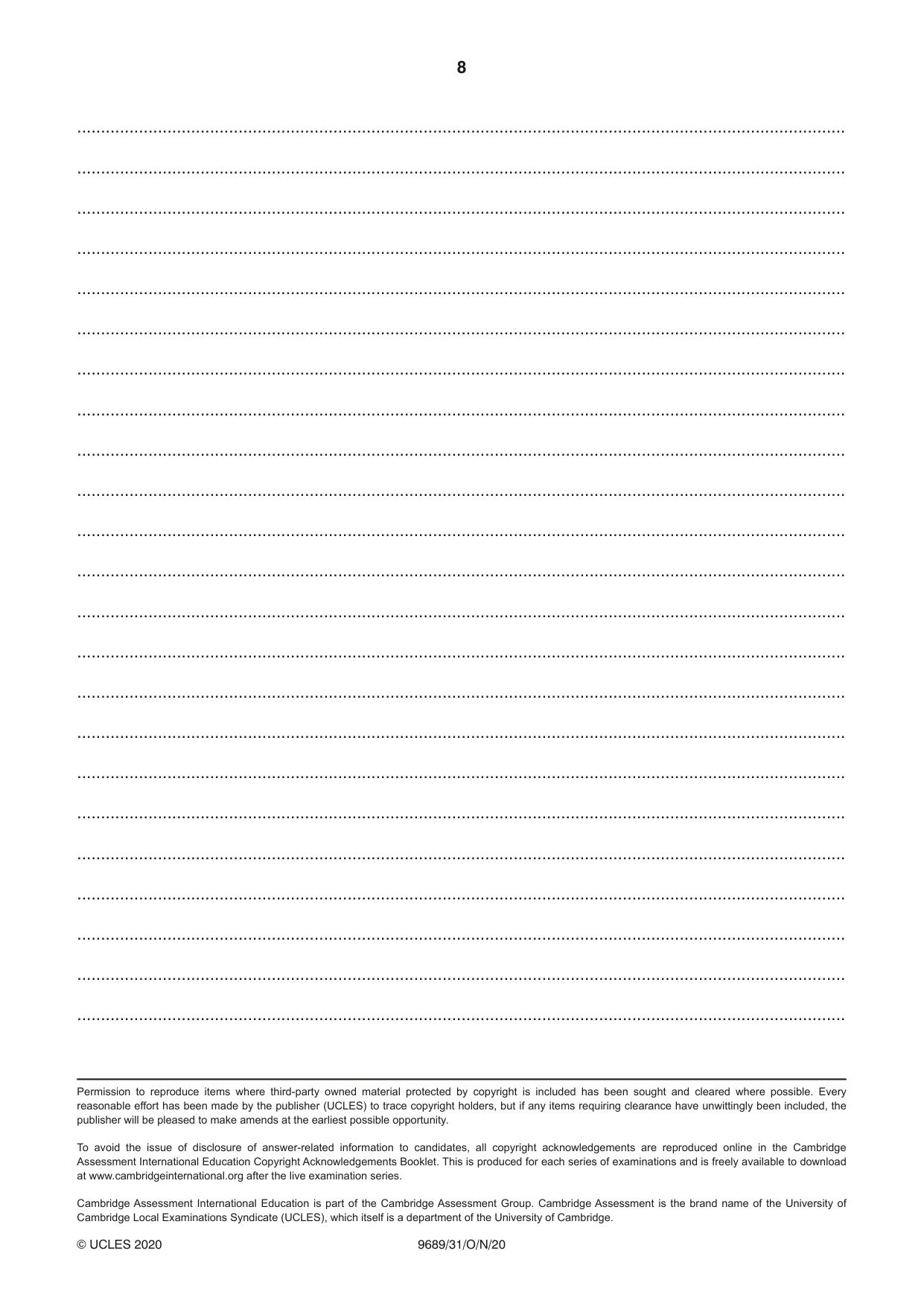 Cambridge A Level Tamil 9689 2020 Oct/Nov Paper 3 · Variant 1 question paper, page 8 of 8