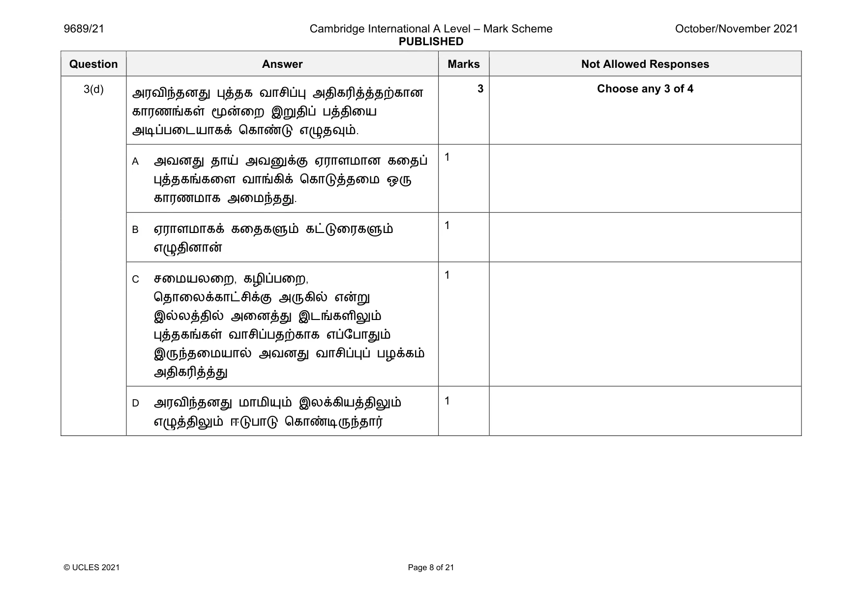 Mark scheme, page 8 of 21