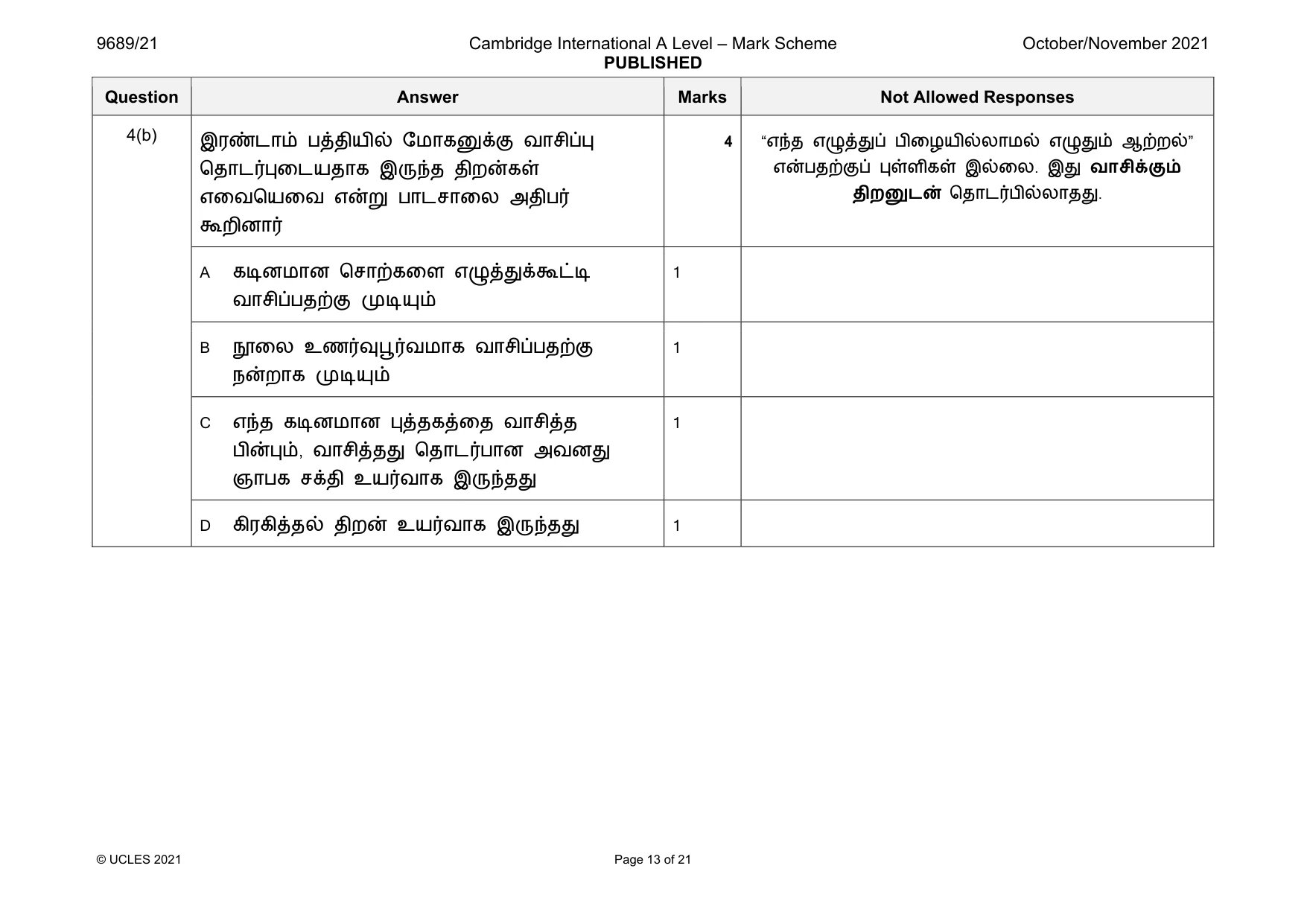 Mark scheme, page 13 of 21