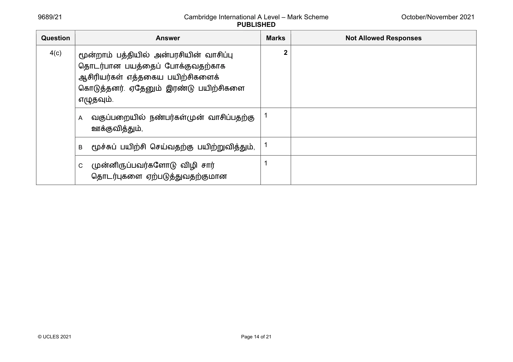 Mark scheme, page 14 of 21