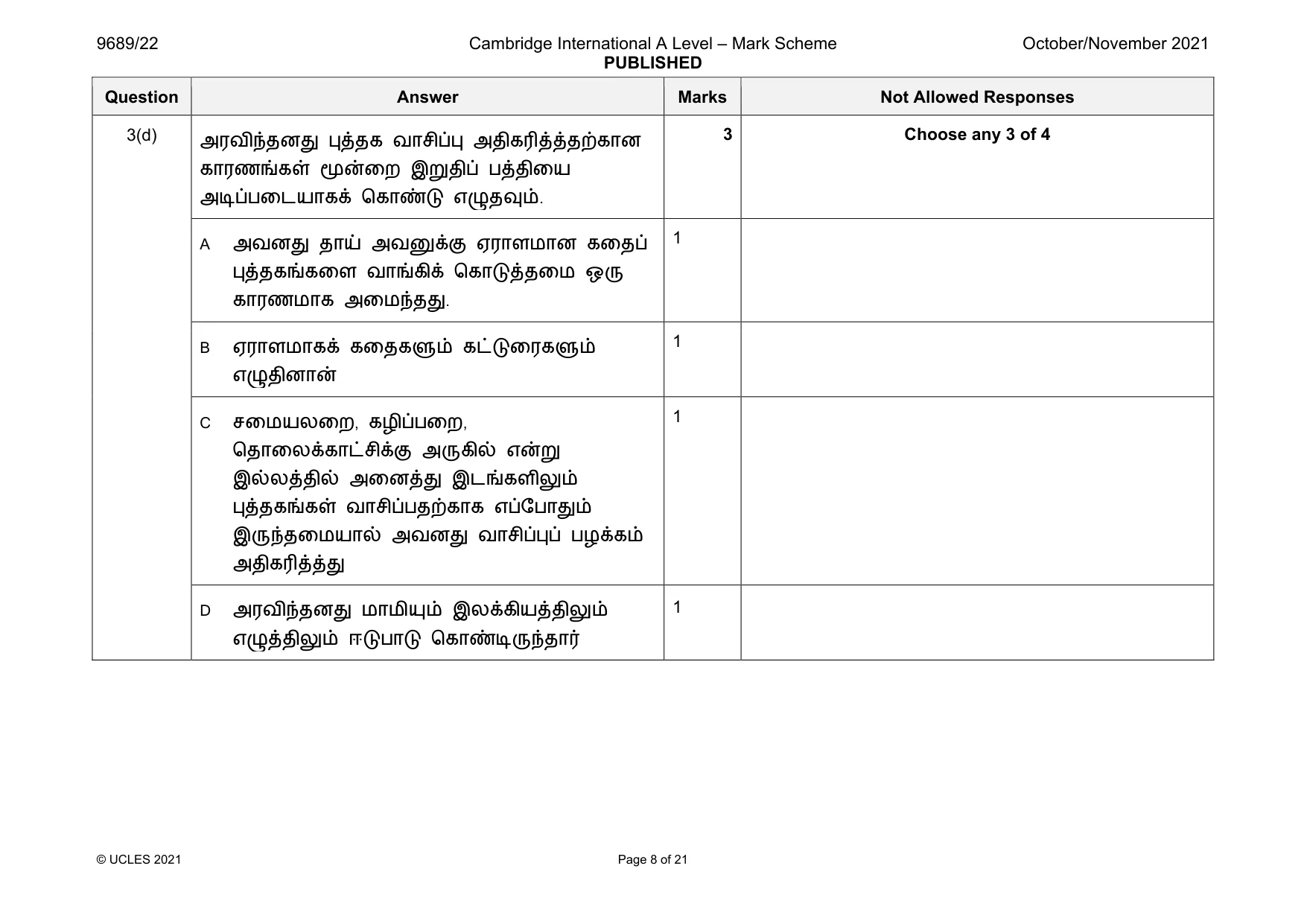 Mark scheme, page 8 of 21