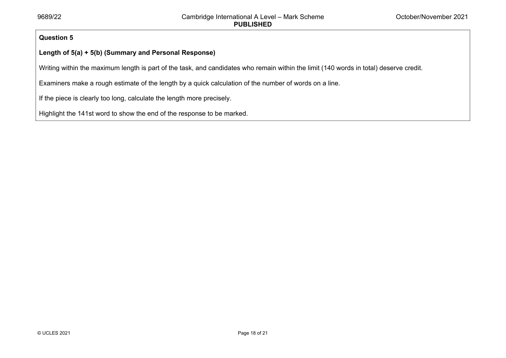 Mark scheme, page 18 of 21