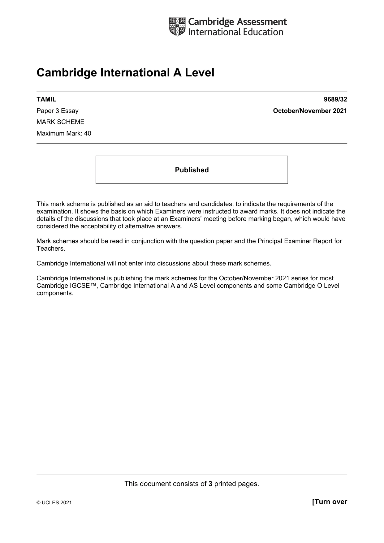 Mark scheme, page 1 of 3
