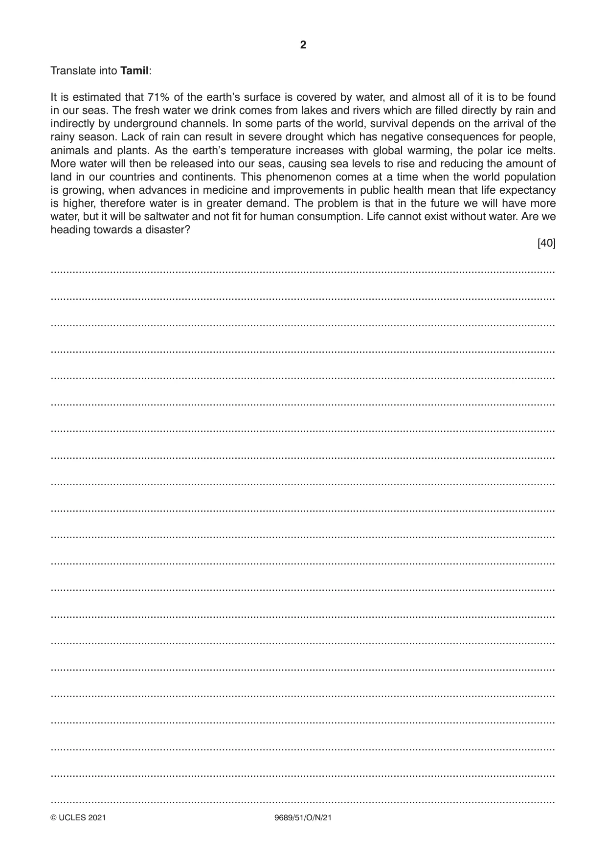 Cambridge A Level Tamil 9689 2021 Oct/Nov Paper 5 · Variant 1 question paper, page 2 of 4