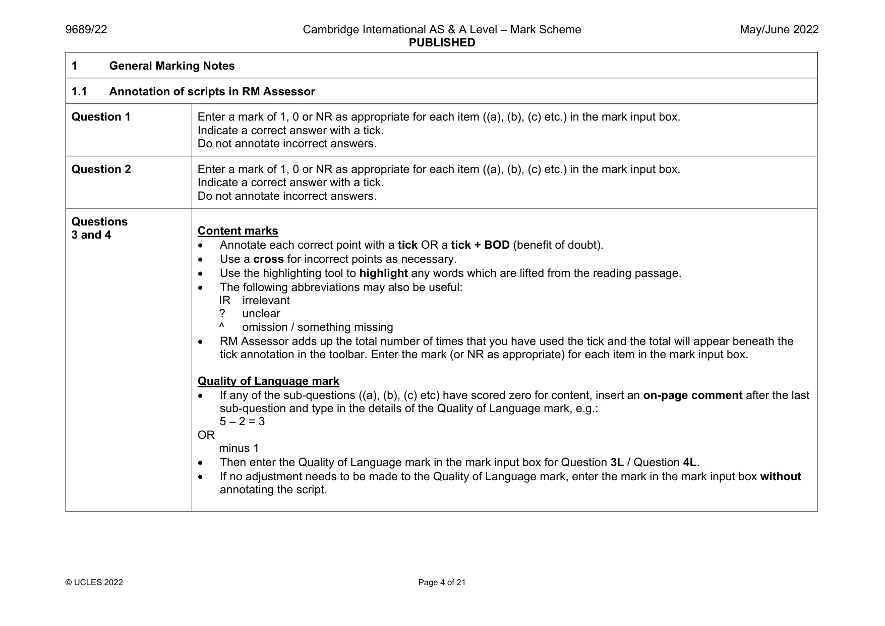 Mark scheme, page 4 of 21