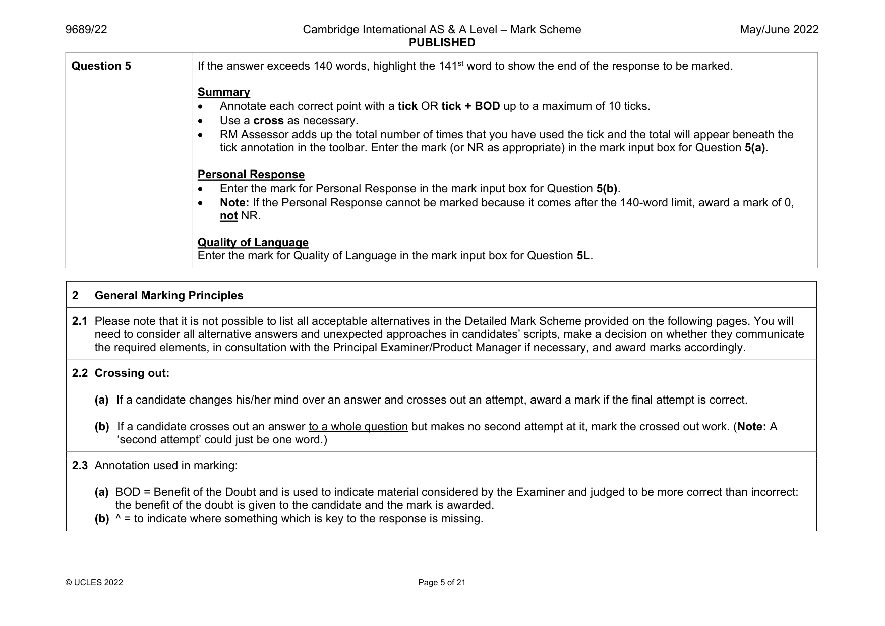 Mark scheme, page 5 of 21