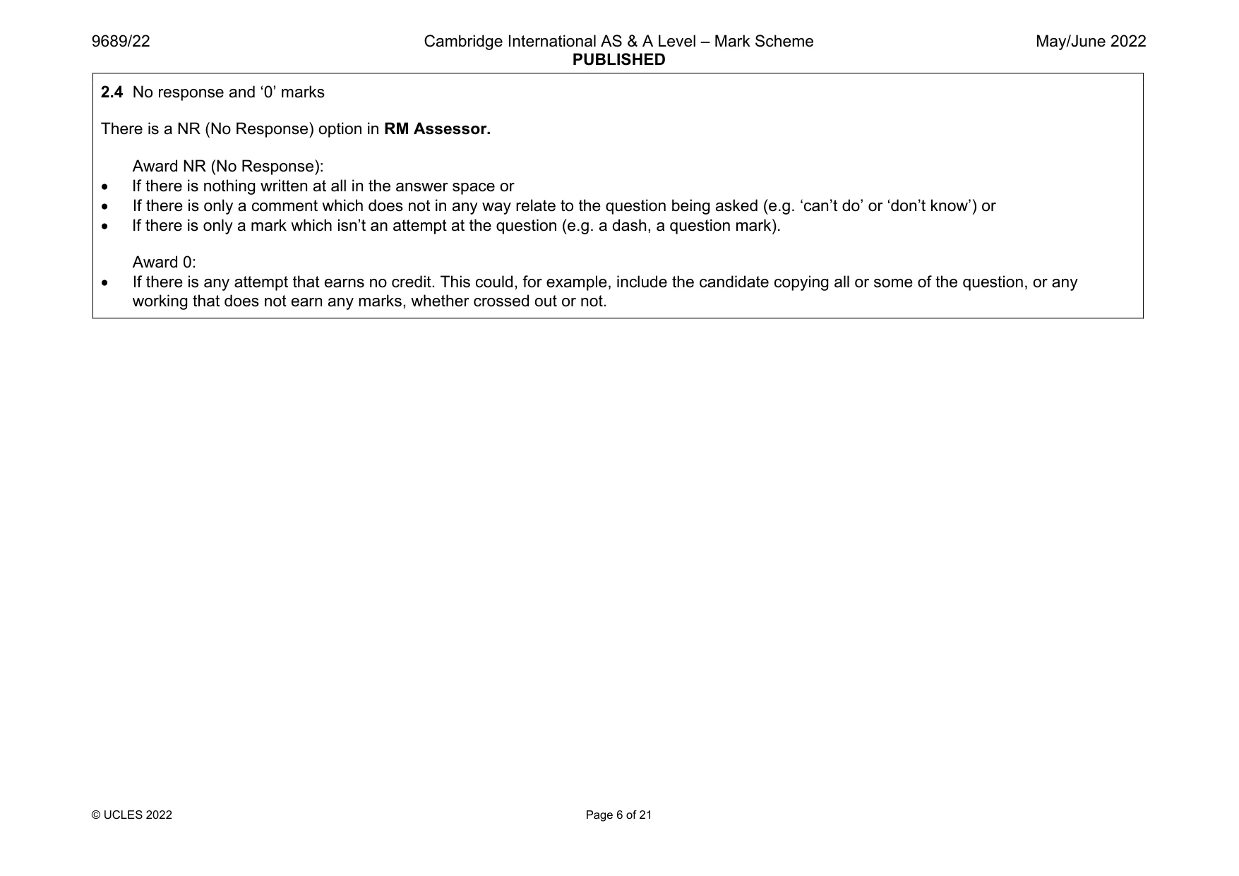 Mark scheme, page 6 of 21