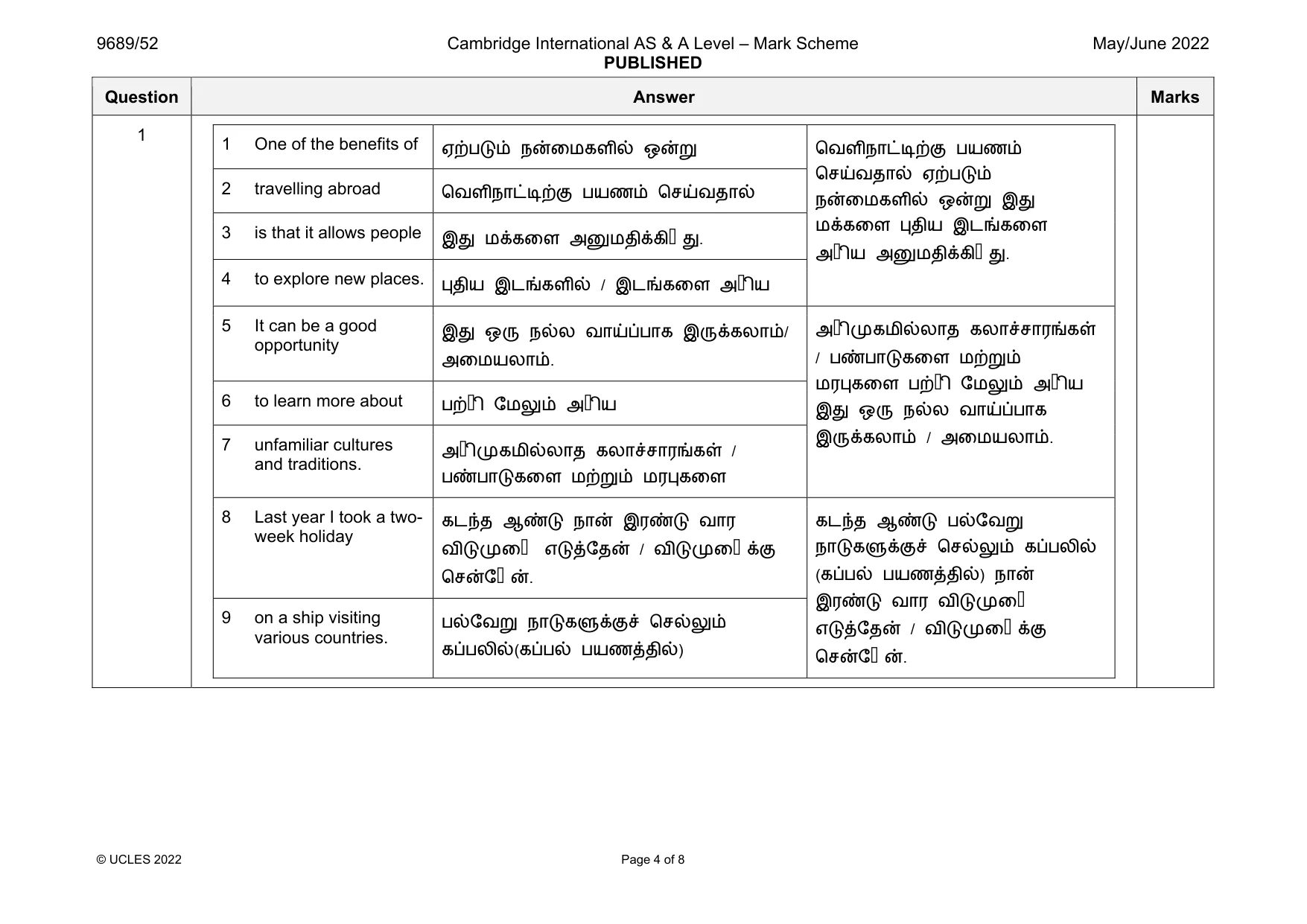 Mark scheme, page 4 of 8
