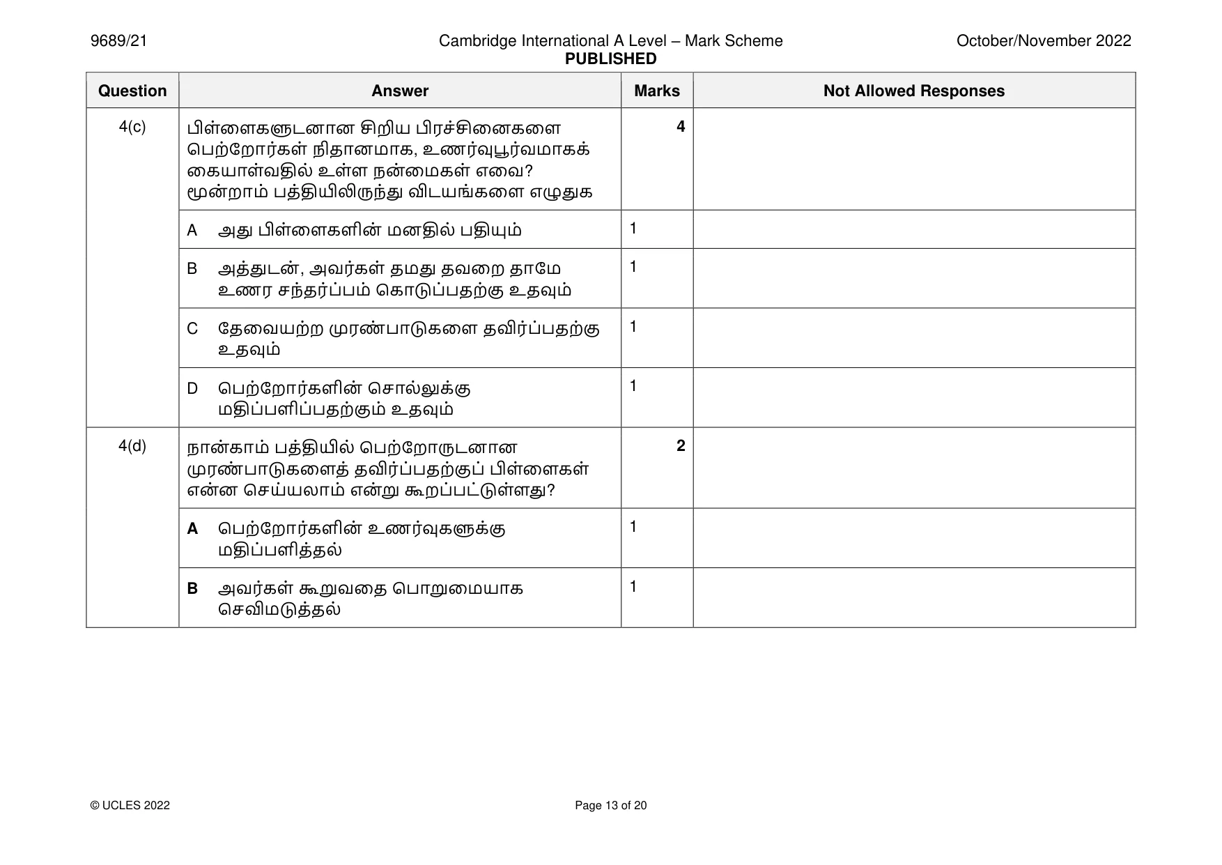 Mark scheme, page 13 of 20