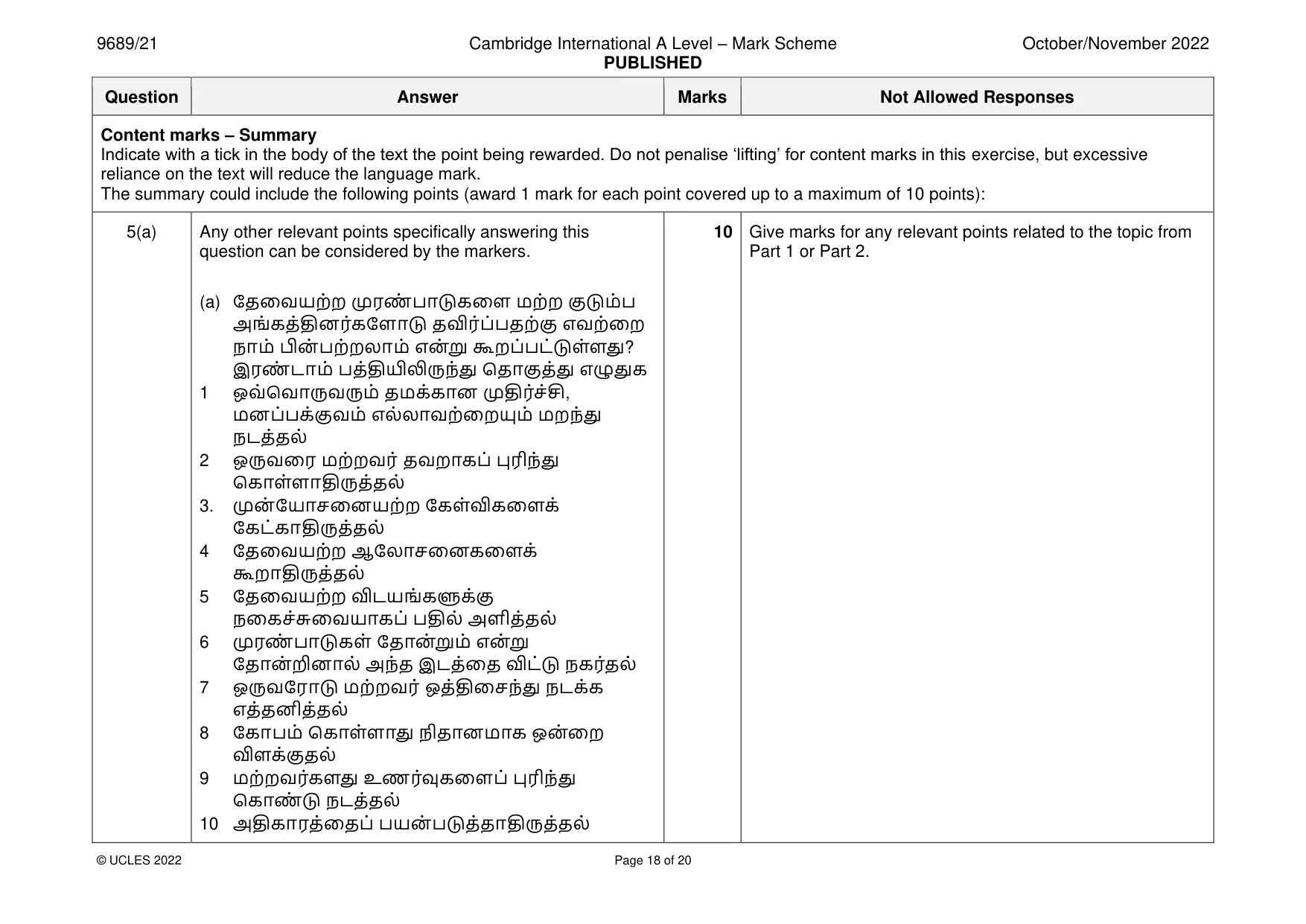 Mark scheme, page 18 of 20