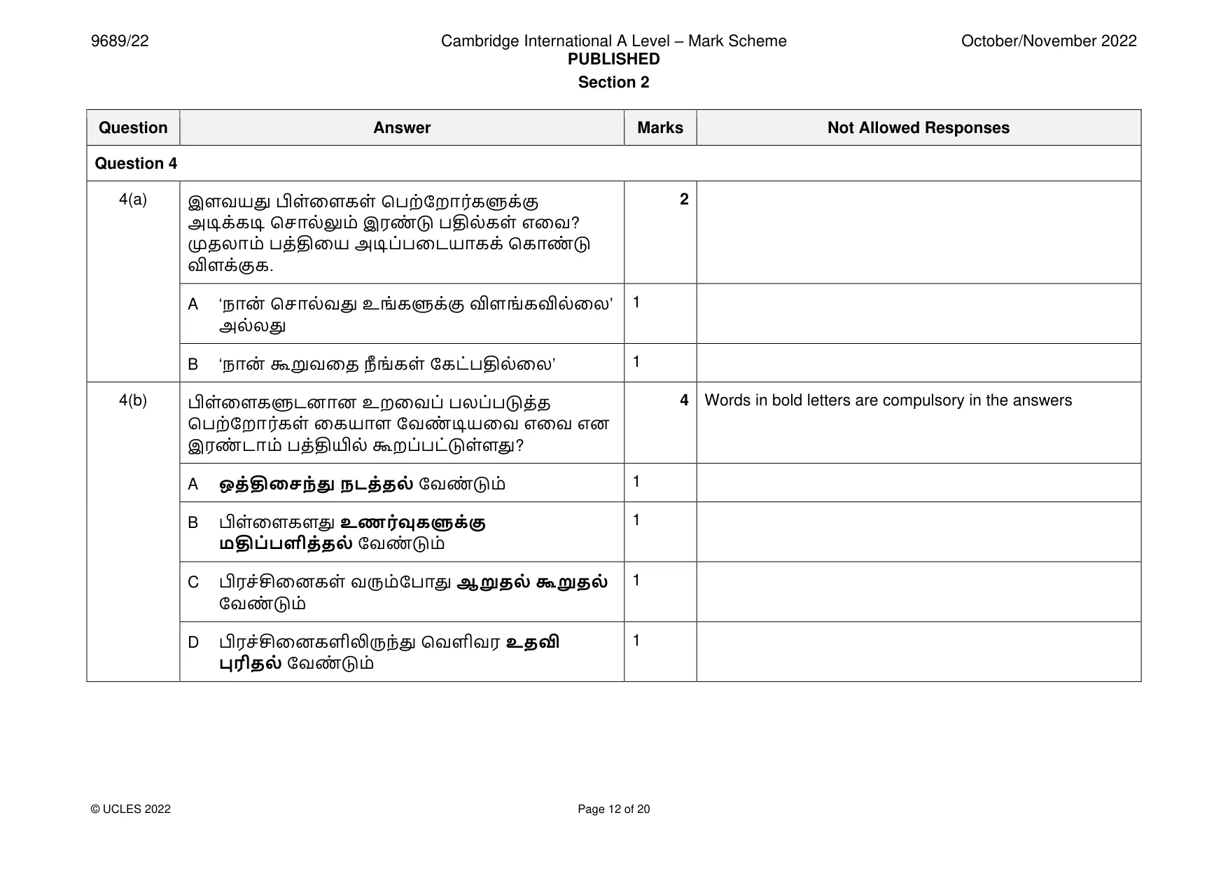 Mark scheme, page 12 of 20