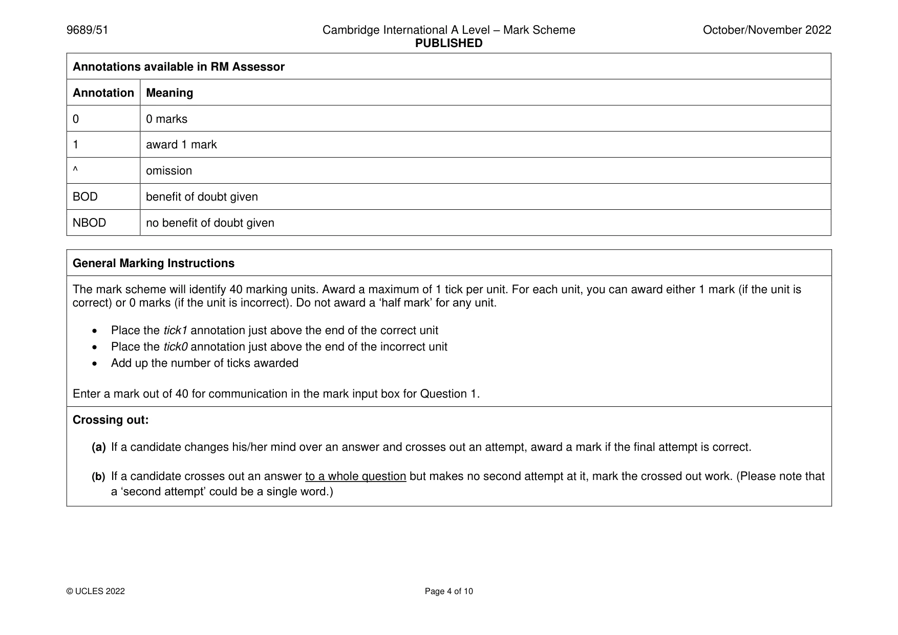 Mark scheme, page 4 of 10