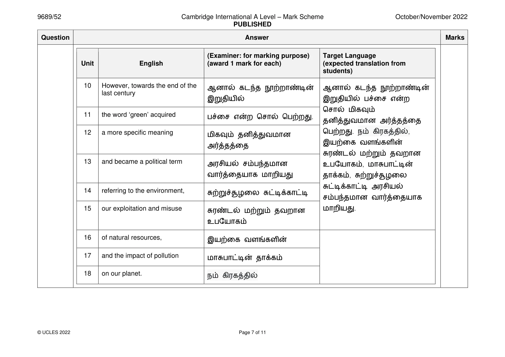 Mark scheme, page 7 of 11