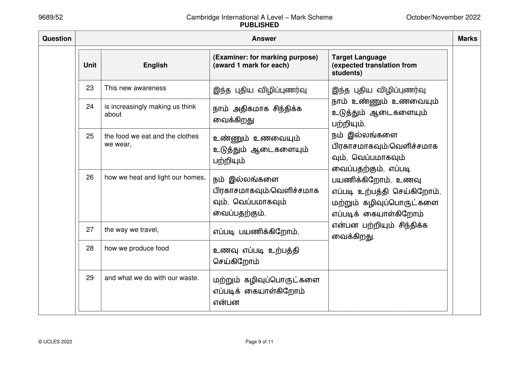 Mark scheme, page 9 of 11