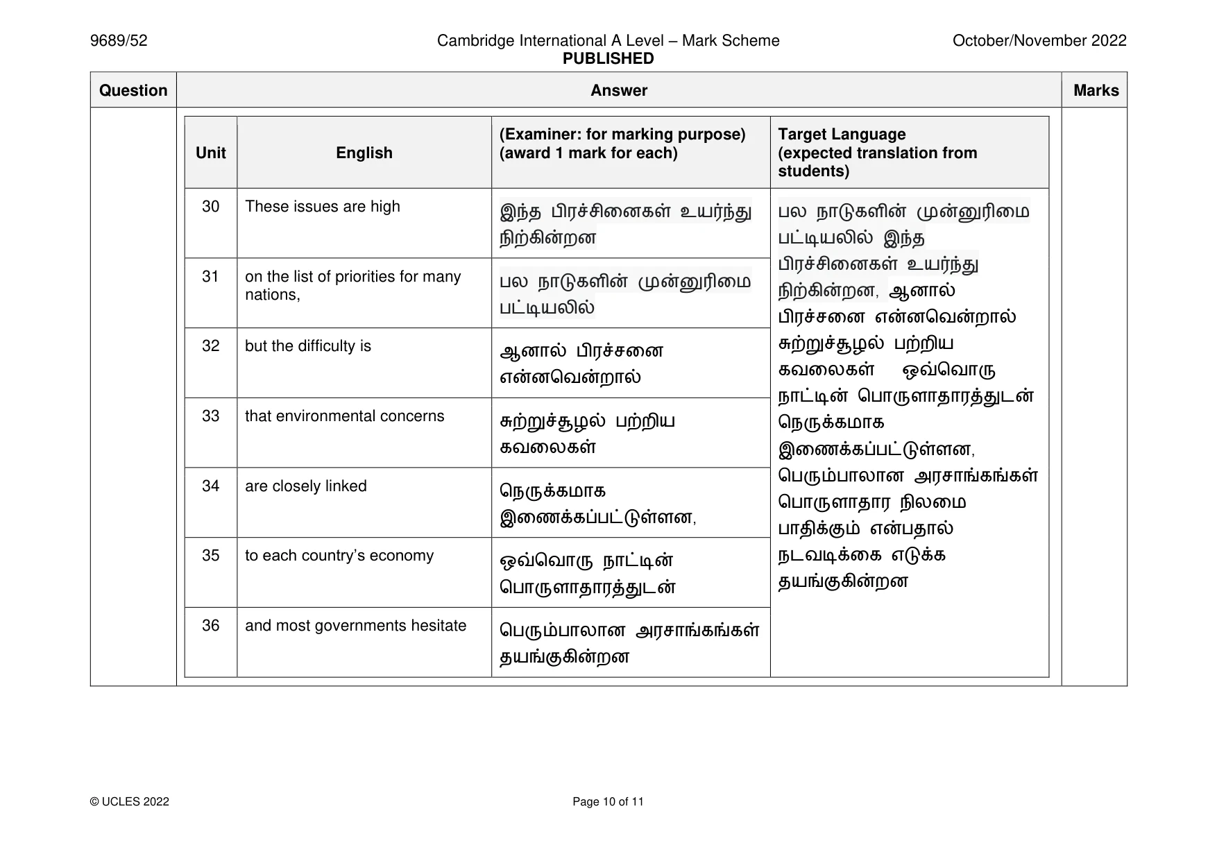 Mark scheme, page 10 of 11