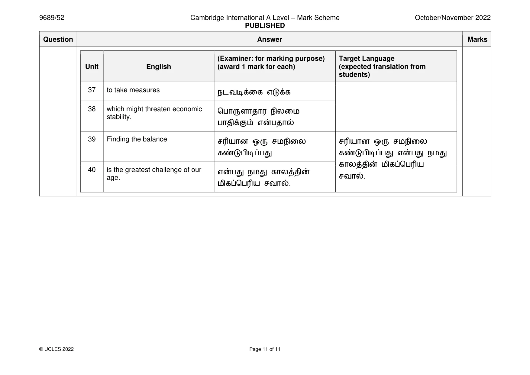 Mark scheme, page 11 of 11