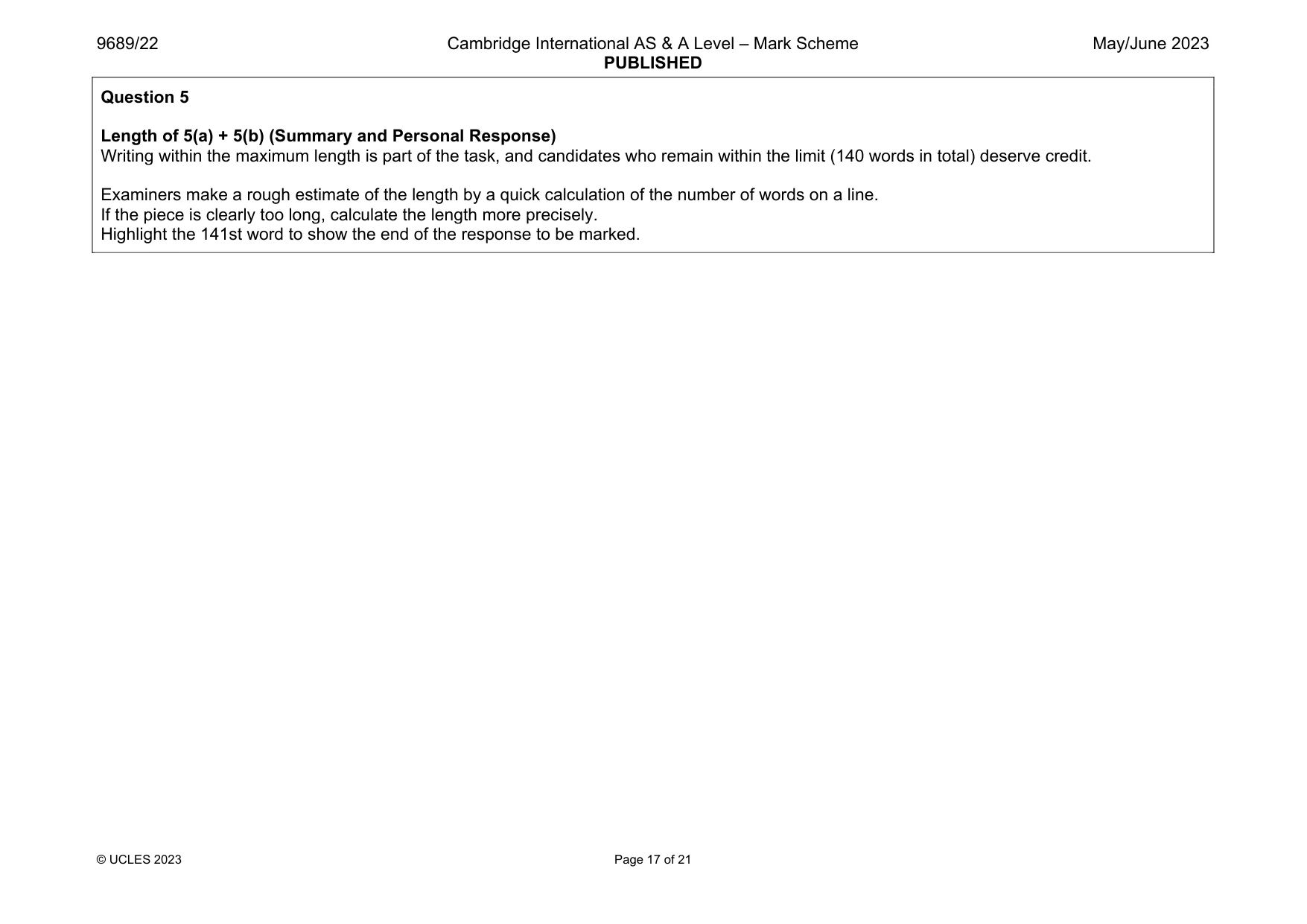 Mark scheme, page 17 of 21