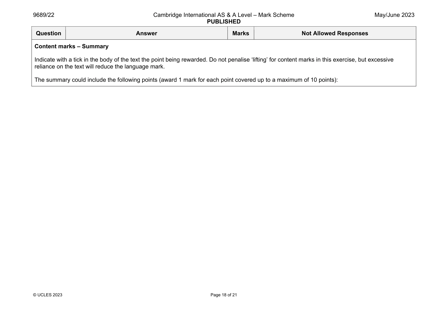 Mark scheme, page 18 of 21