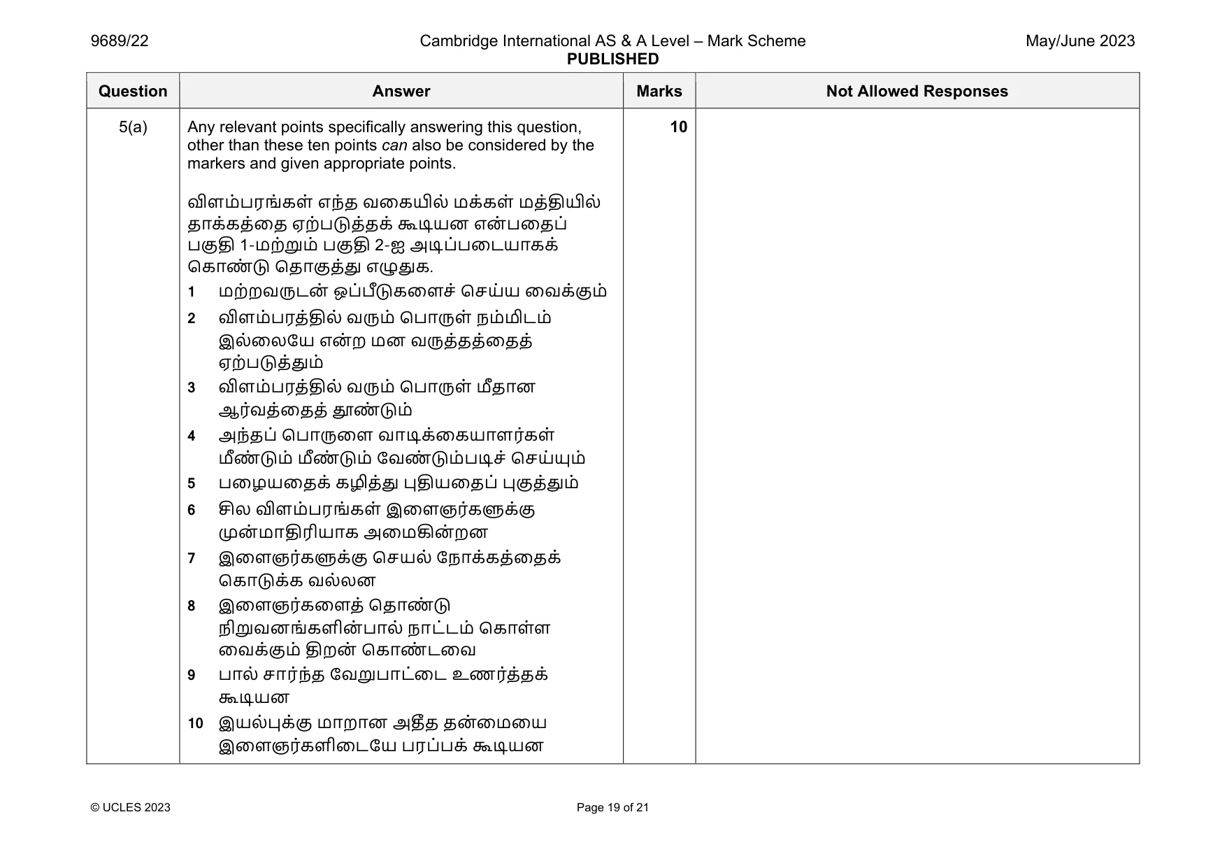 Mark scheme, page 19 of 21