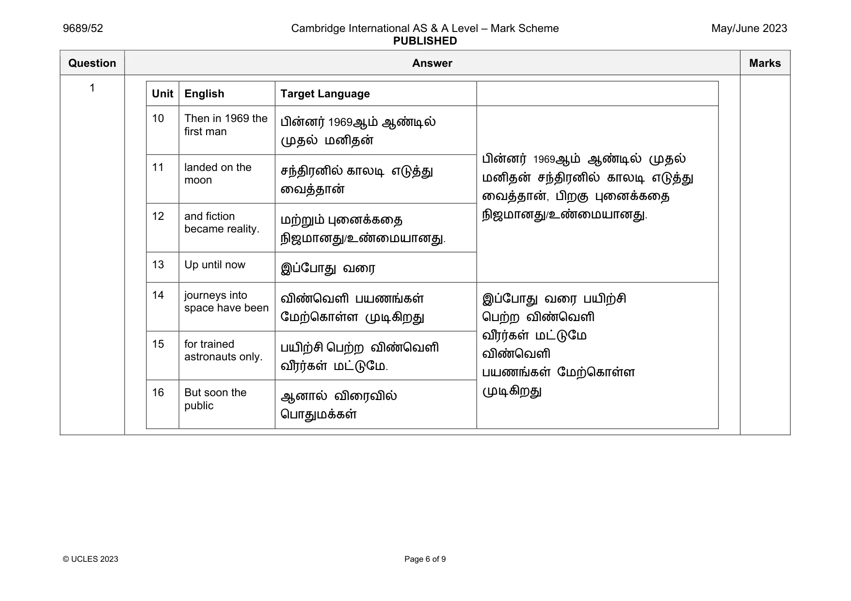 Mark scheme, page 6 of 9