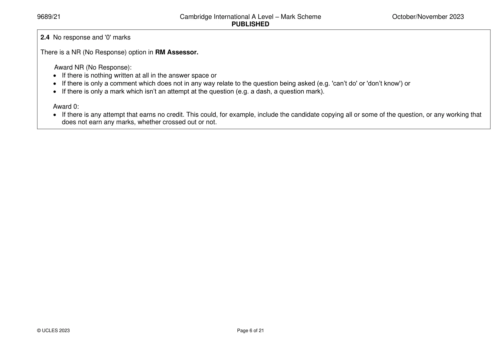 Mark scheme, page 6 of 21