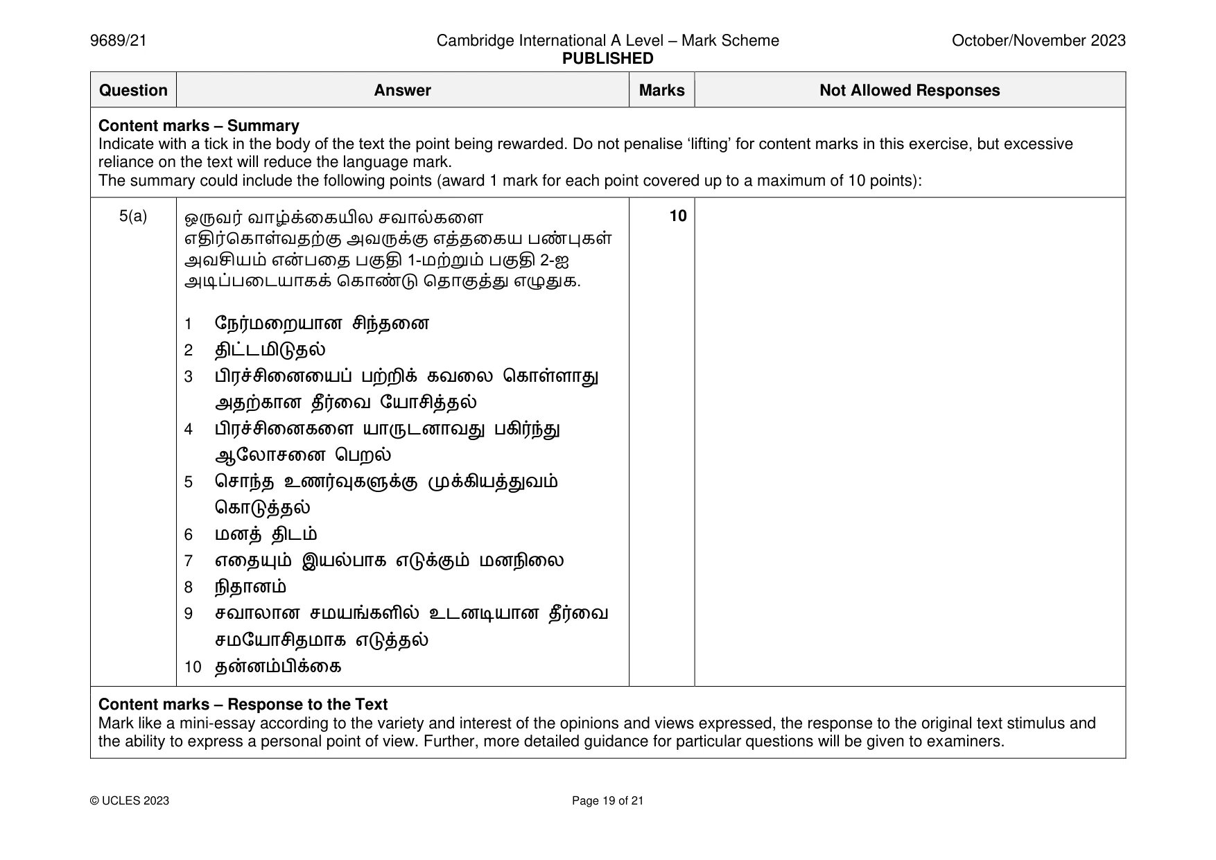 Mark scheme, page 19 of 21