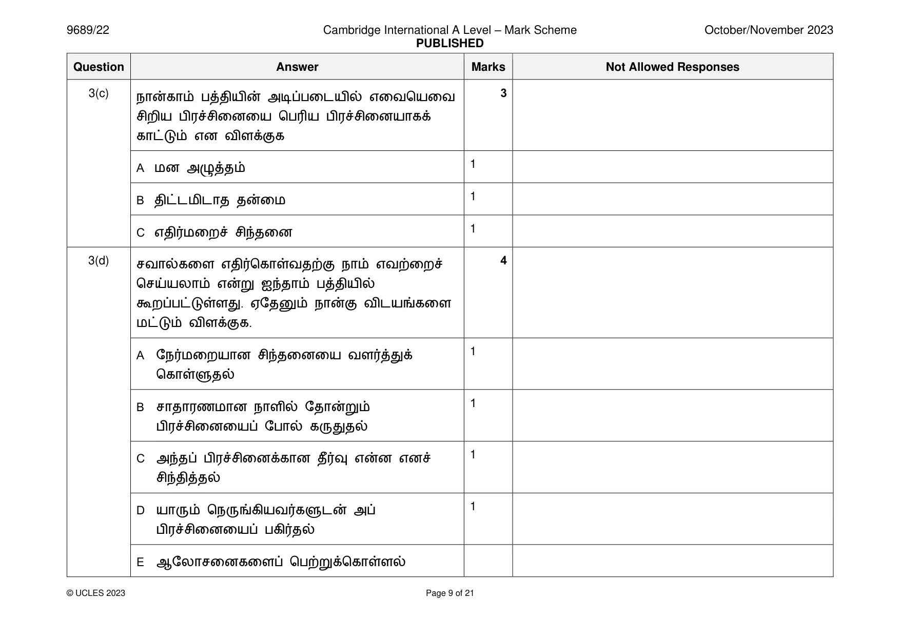 Mark scheme, page 9 of 21