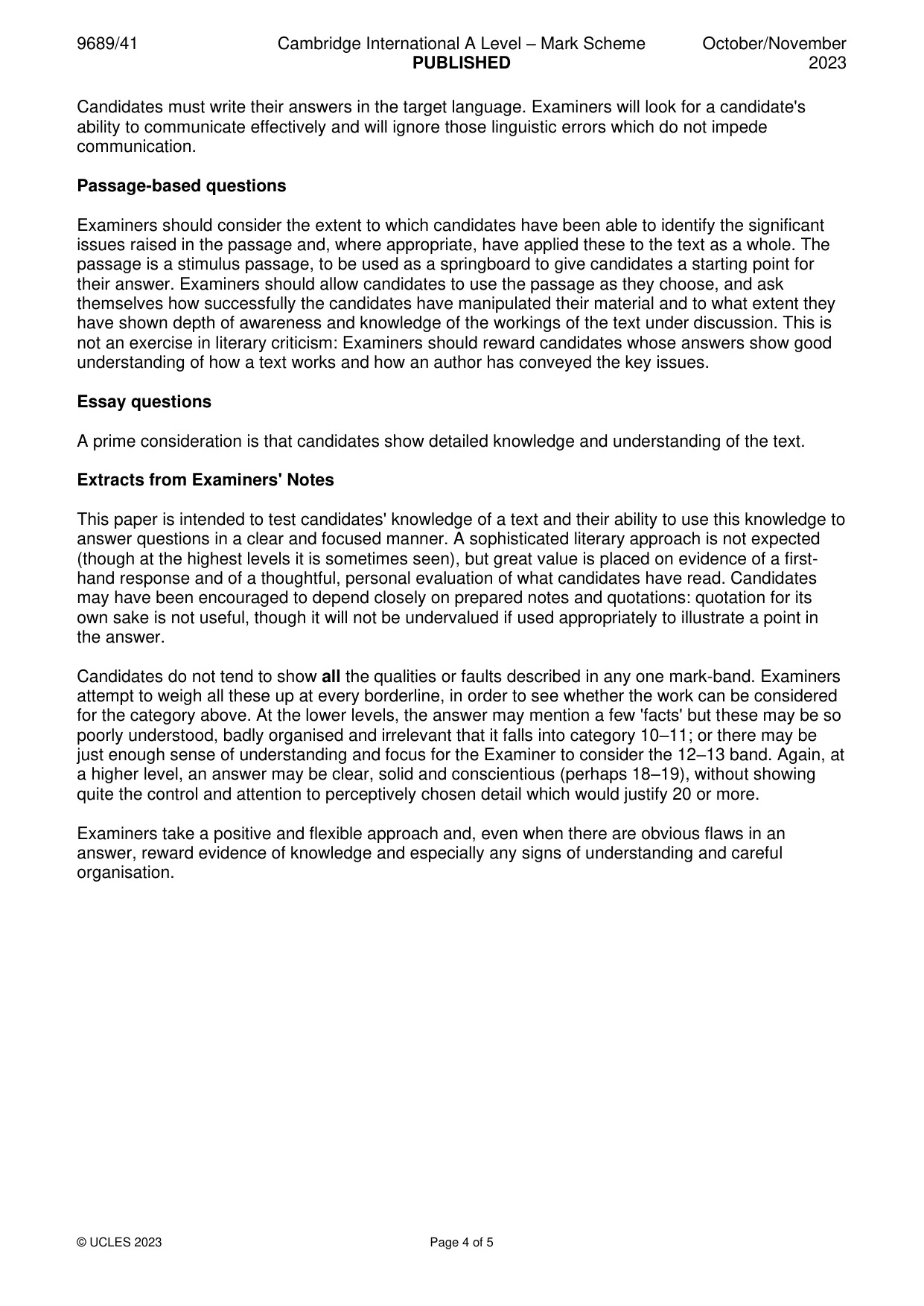 Mark scheme, page 4 of 5