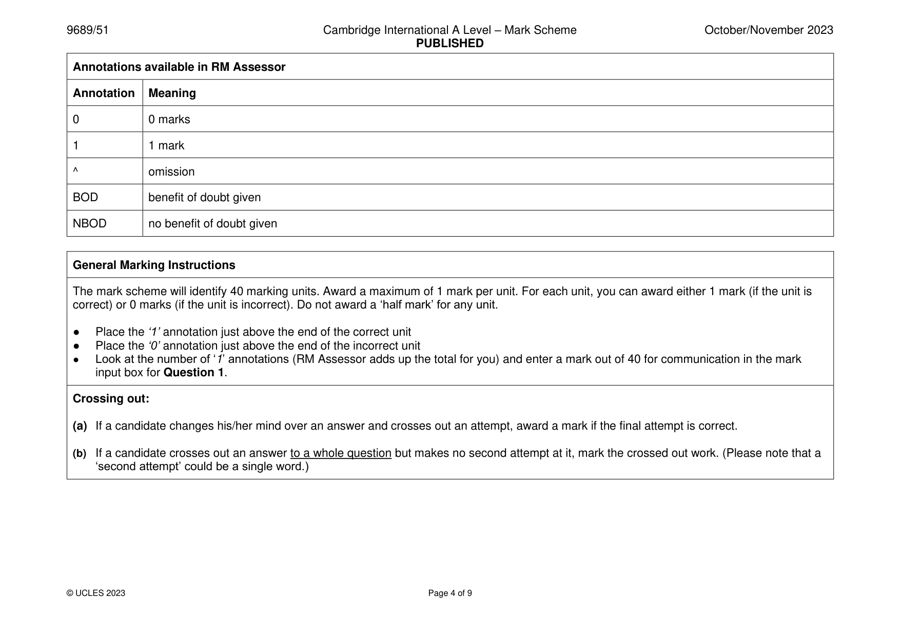 Mark scheme, page 4 of 9