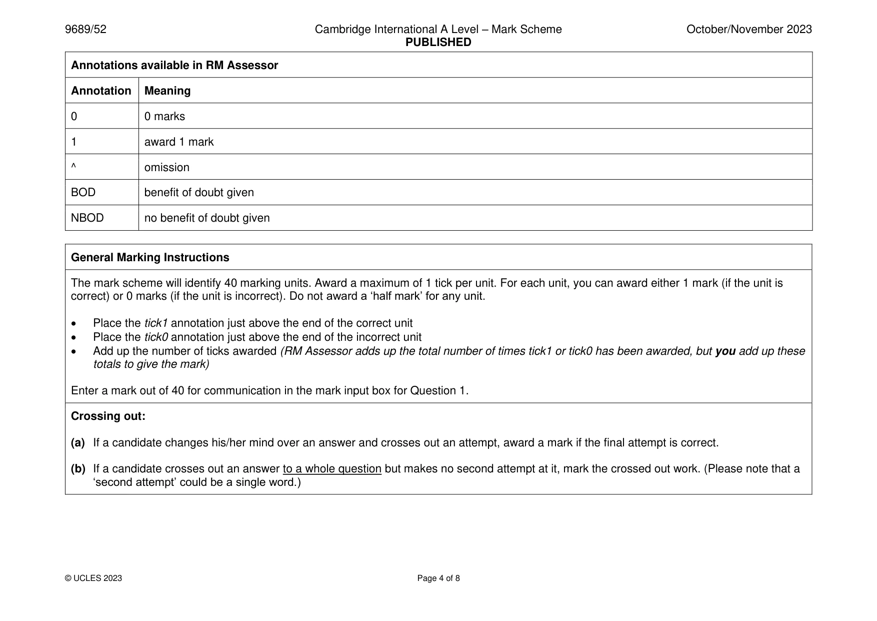 Mark scheme, page 4 of 8