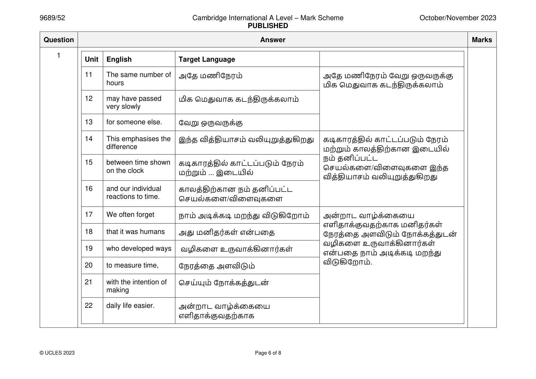 Mark scheme, page 6 of 8