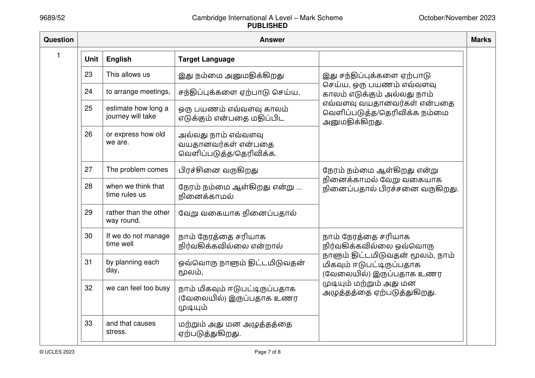 Mark scheme, page 7 of 8