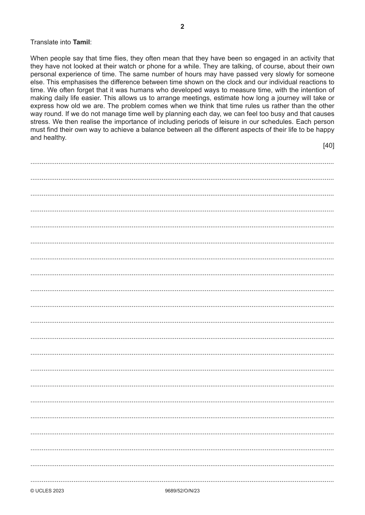 Cambridge A Level Tamil 9689 2023 Oct/Nov Paper 5 · Variant 2 question paper, page 2 of 4
