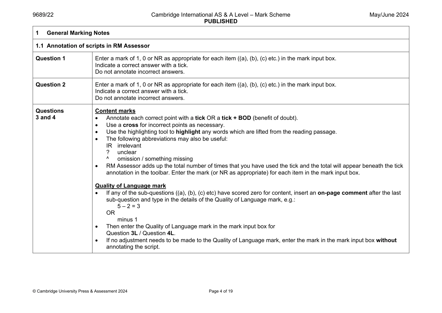 Mark scheme, page 4 of 19