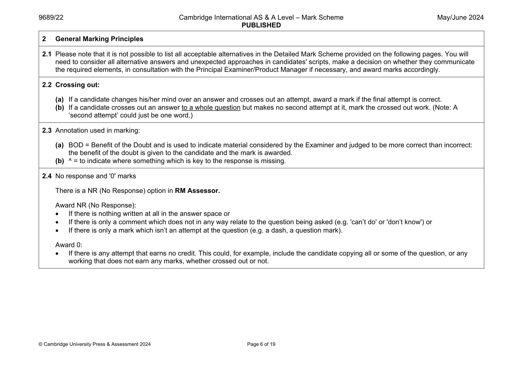 Mark scheme, page 6 of 19