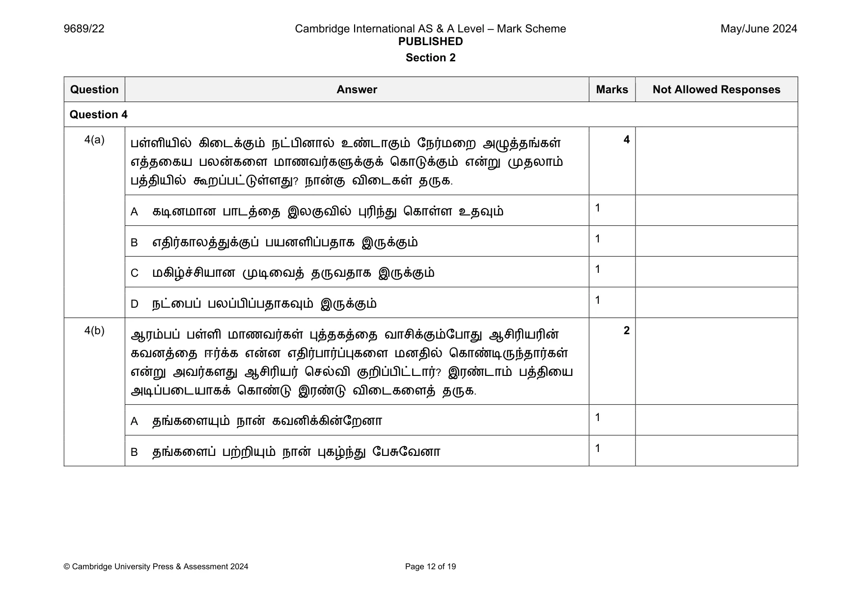 Mark scheme, page 12 of 19