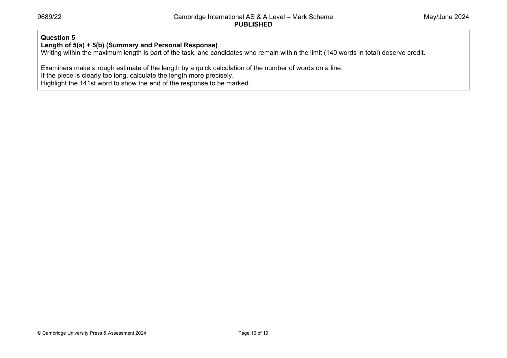 Mark scheme, page 16 of 19