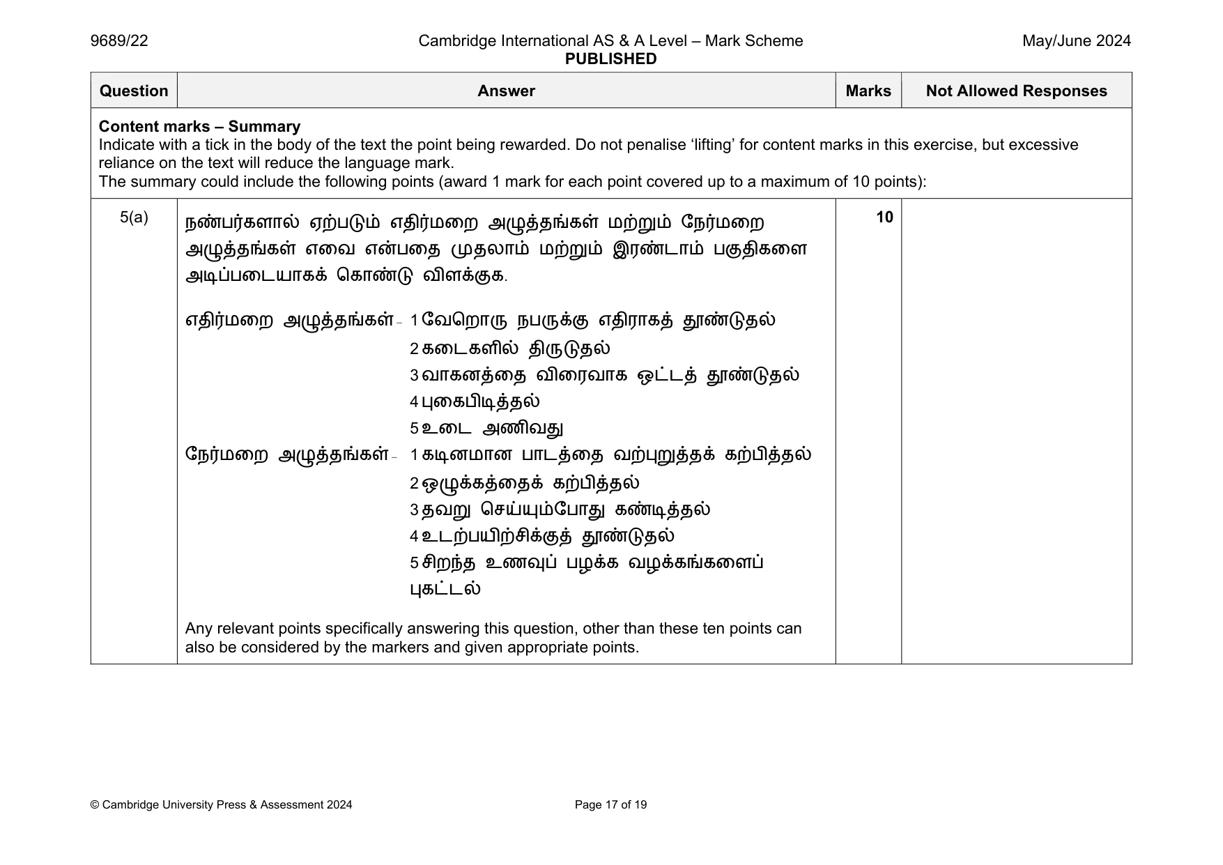 Mark scheme, page 17 of 19
