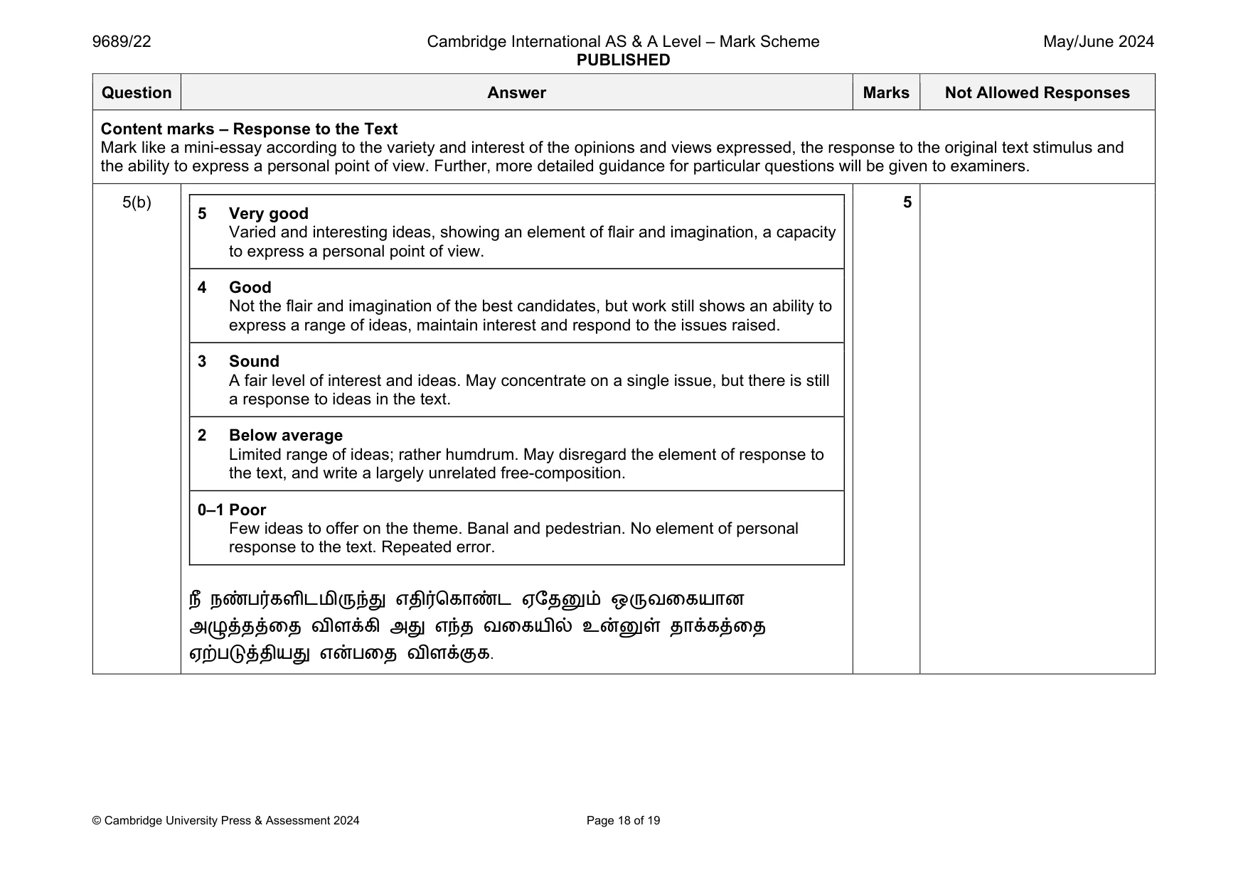Mark scheme, page 18 of 19