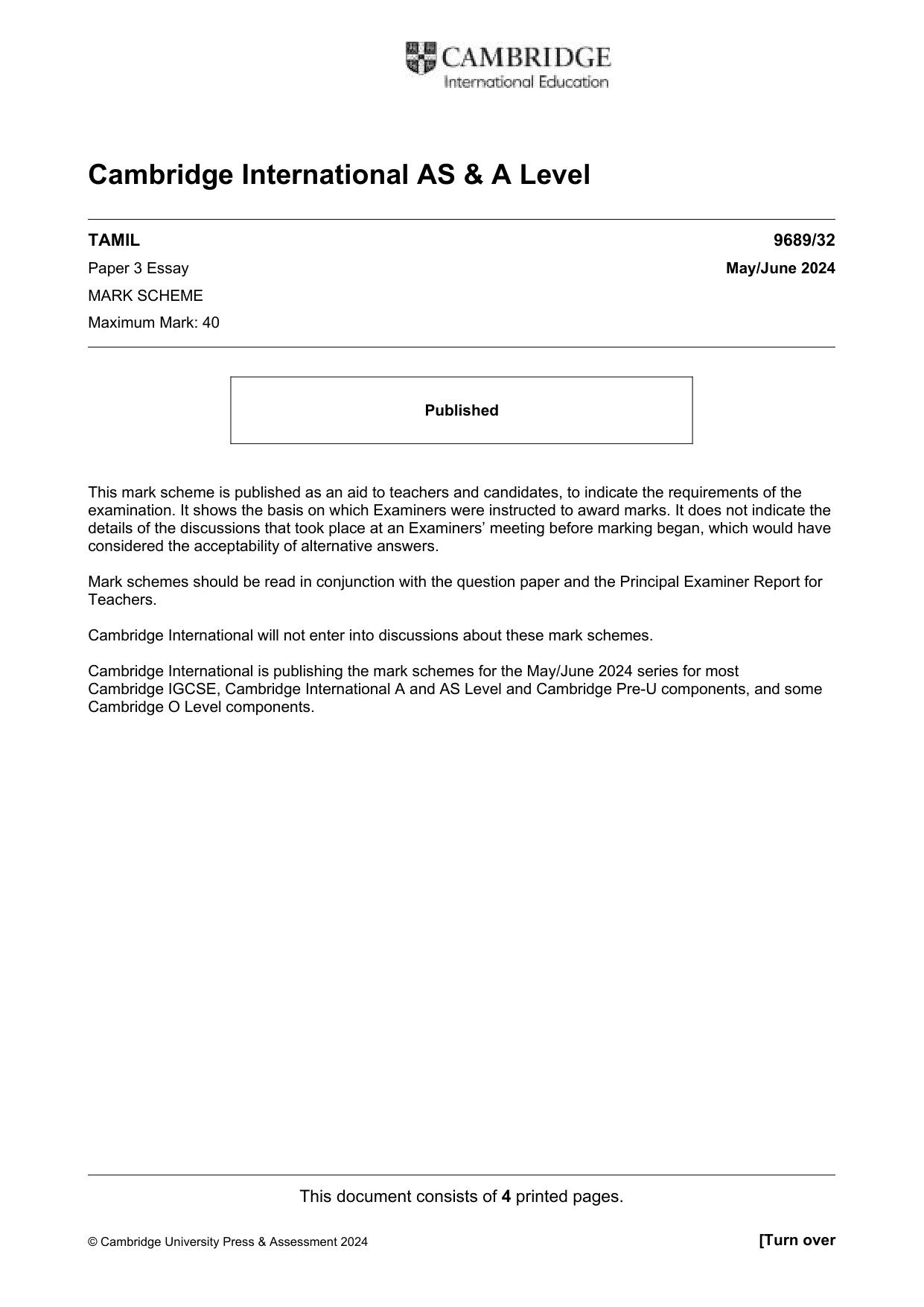 Mark scheme, page 1 of 4