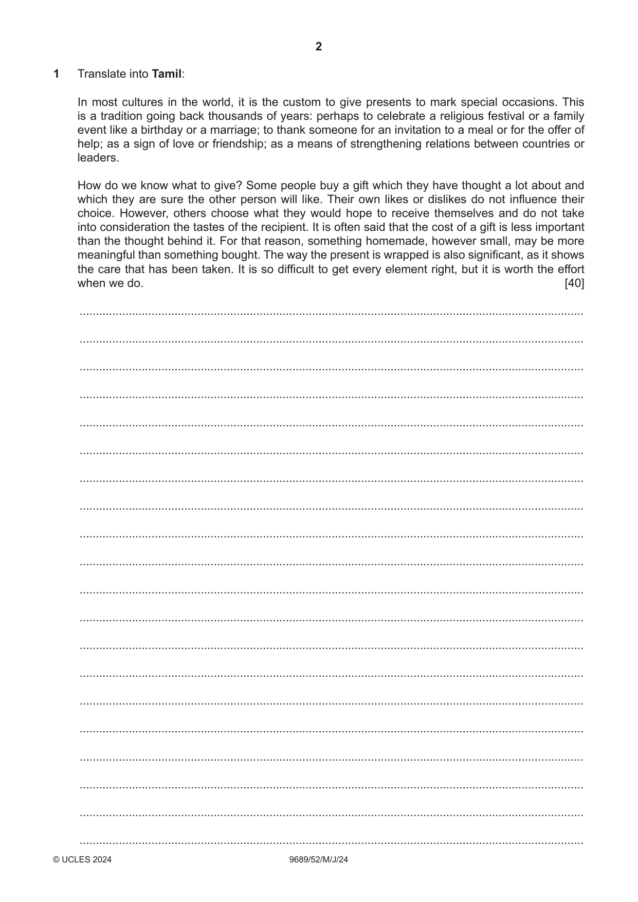Cambridge A Level Tamil 9689 2024 May/June Paper 5 · Variant 2 question paper, page 2 of 4