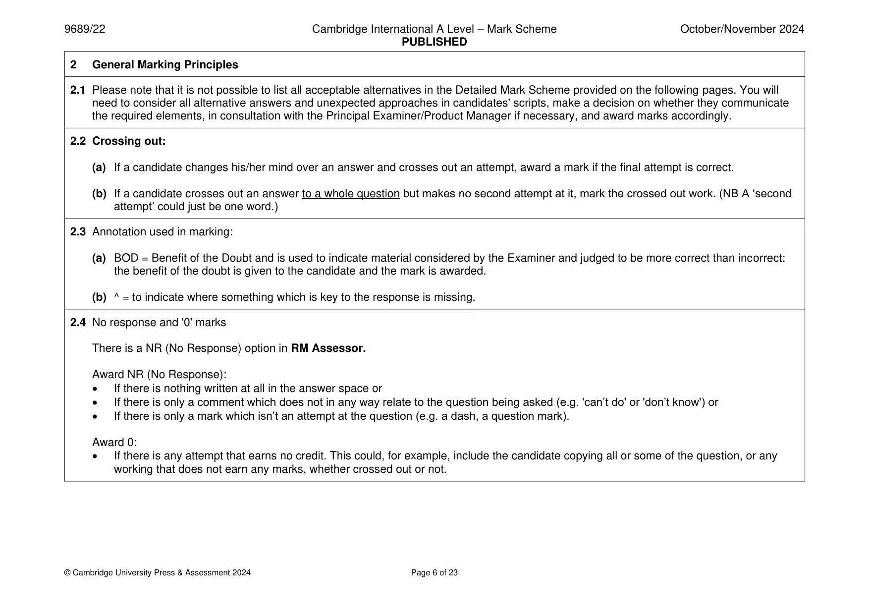 Mark scheme, page 6 of 23