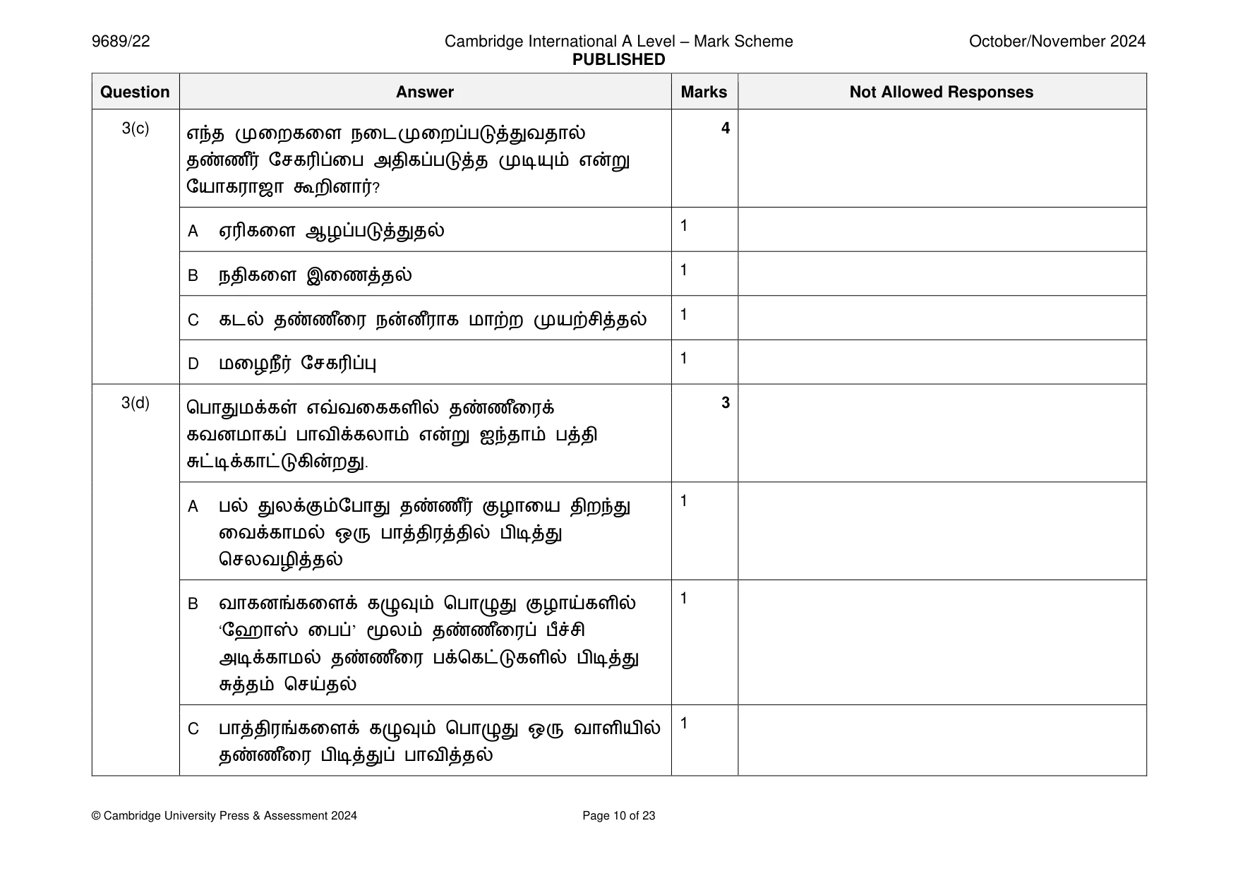 Mark scheme, page 10 of 23