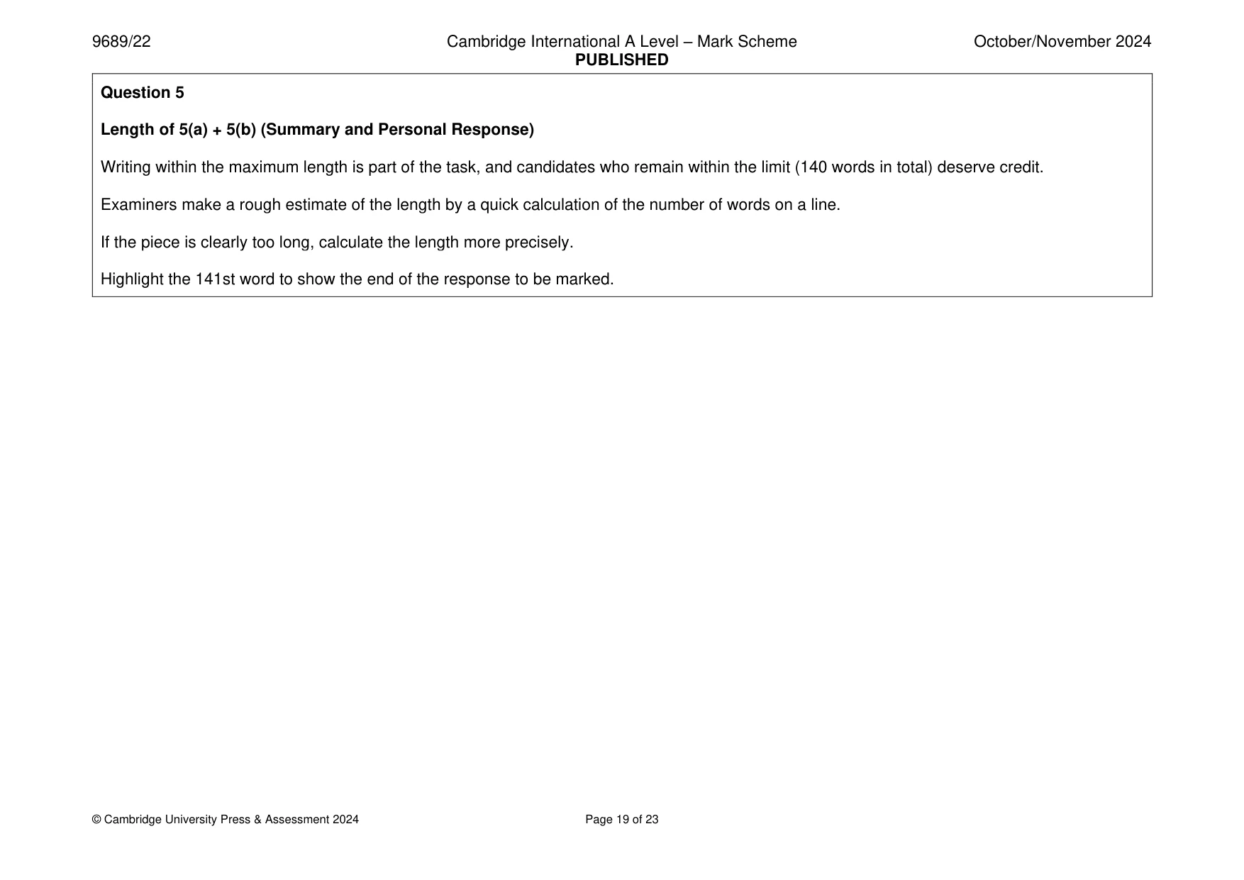 Mark scheme, page 19 of 23