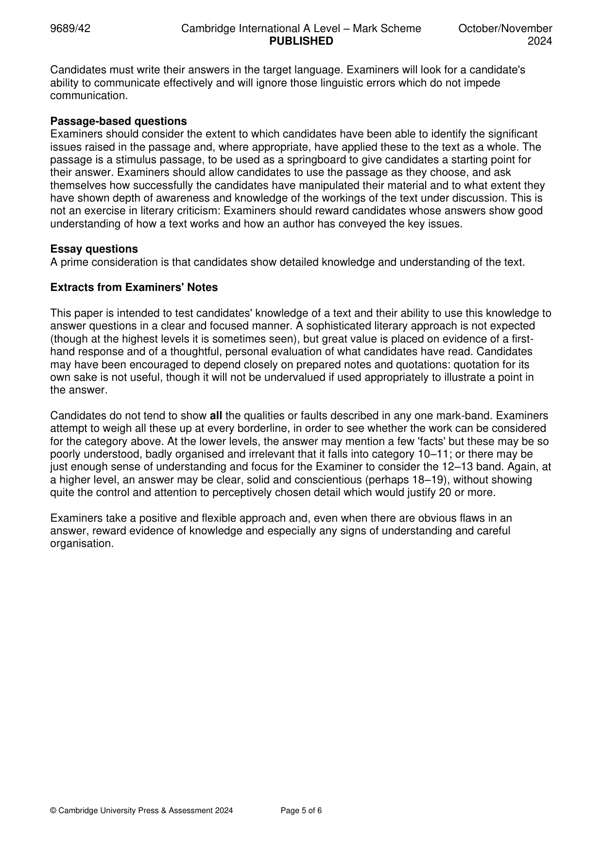 Mark scheme, page 5 of 6