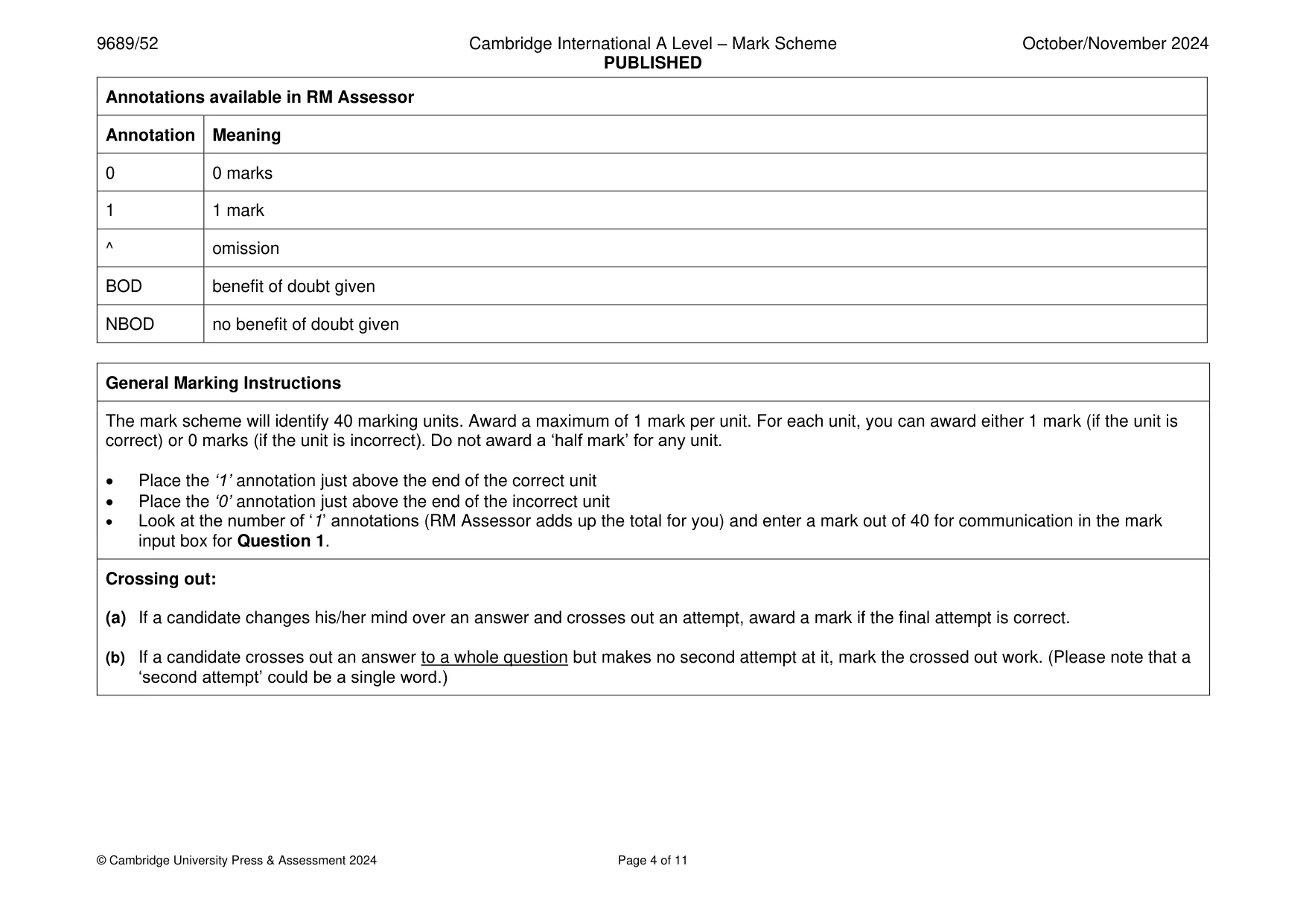 Mark scheme, page 4 of 11