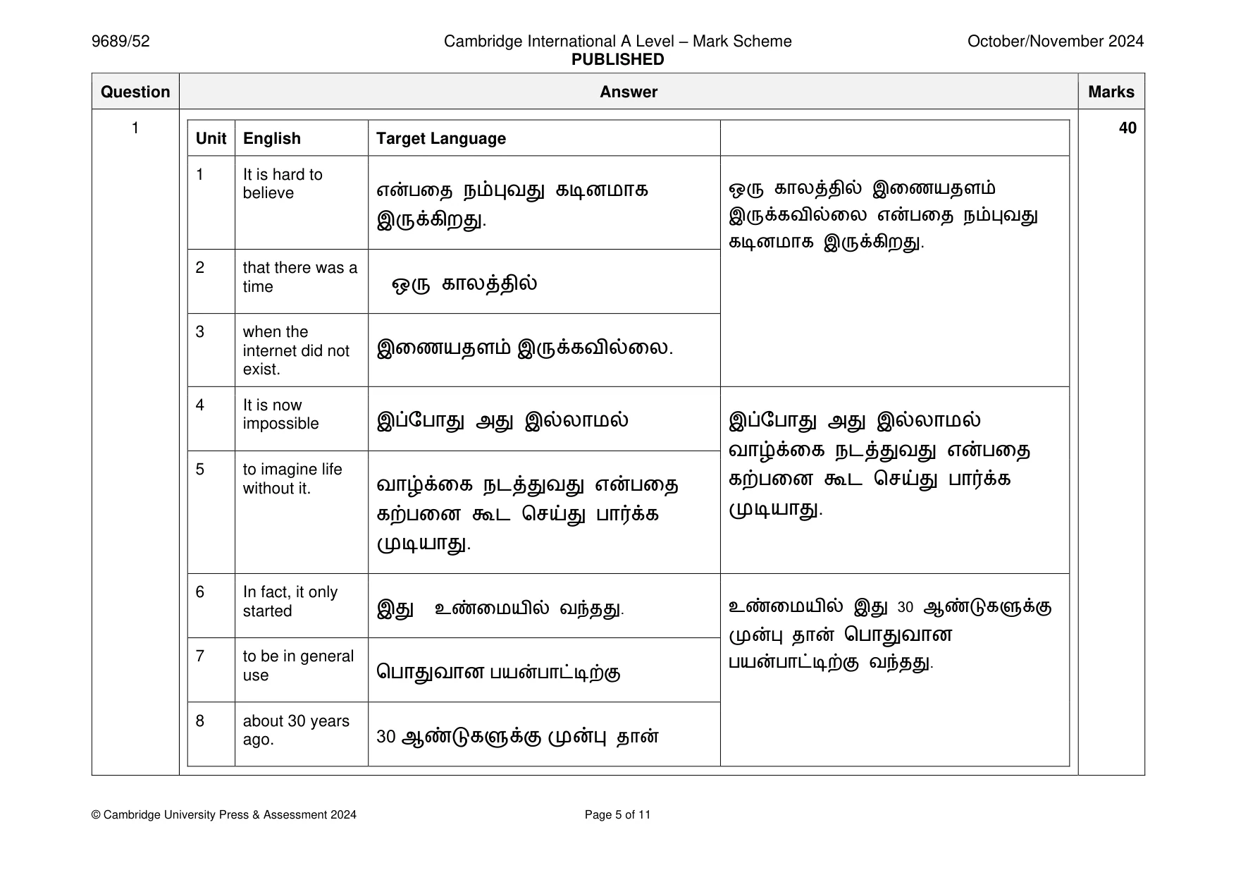 Mark scheme, page 5 of 11