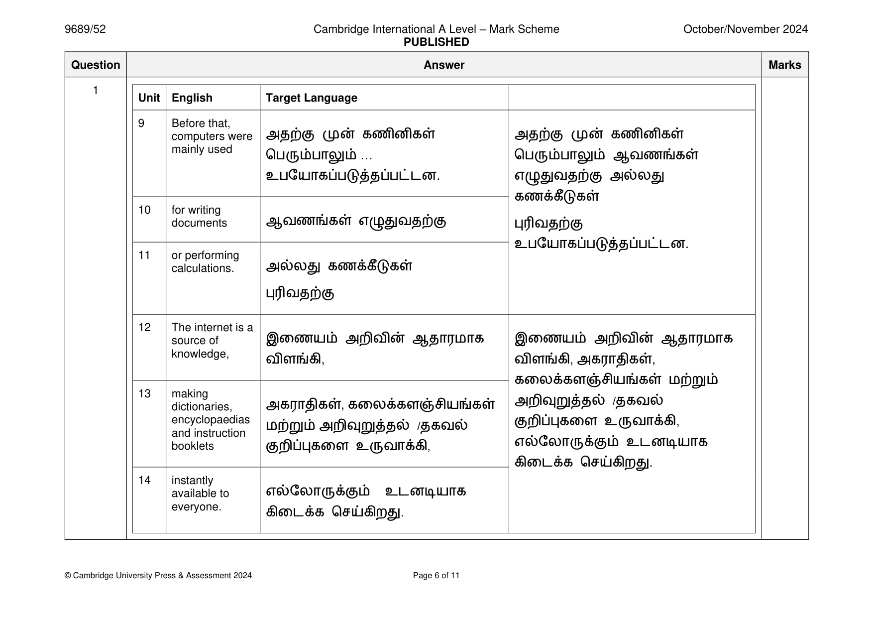 Mark scheme, page 6 of 11